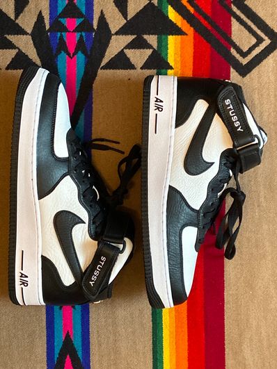 Stussy × Nike Air Force 1 Mid "Black and Light Bone"