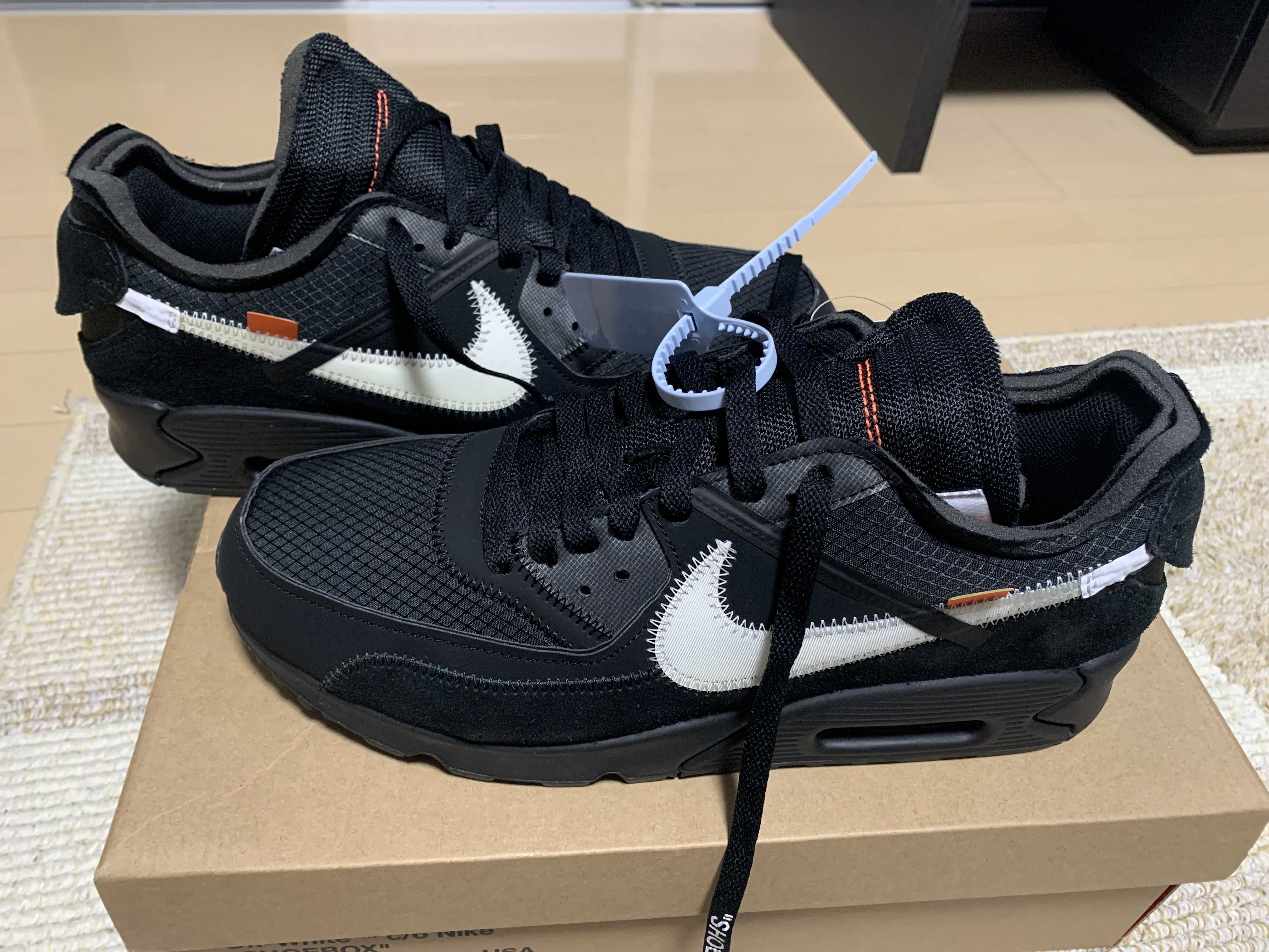 Off-White × Nike Air Max 90 "Black/Black-Cone-White"