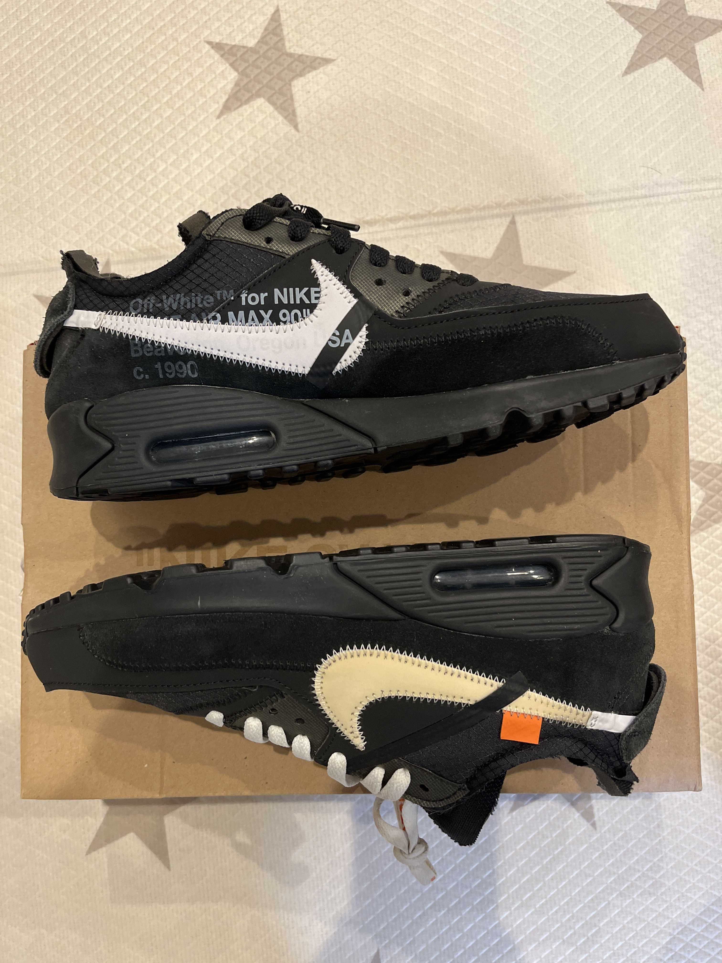 Off-White × Nike Air Max 90 "Black/Black-Cone-White"