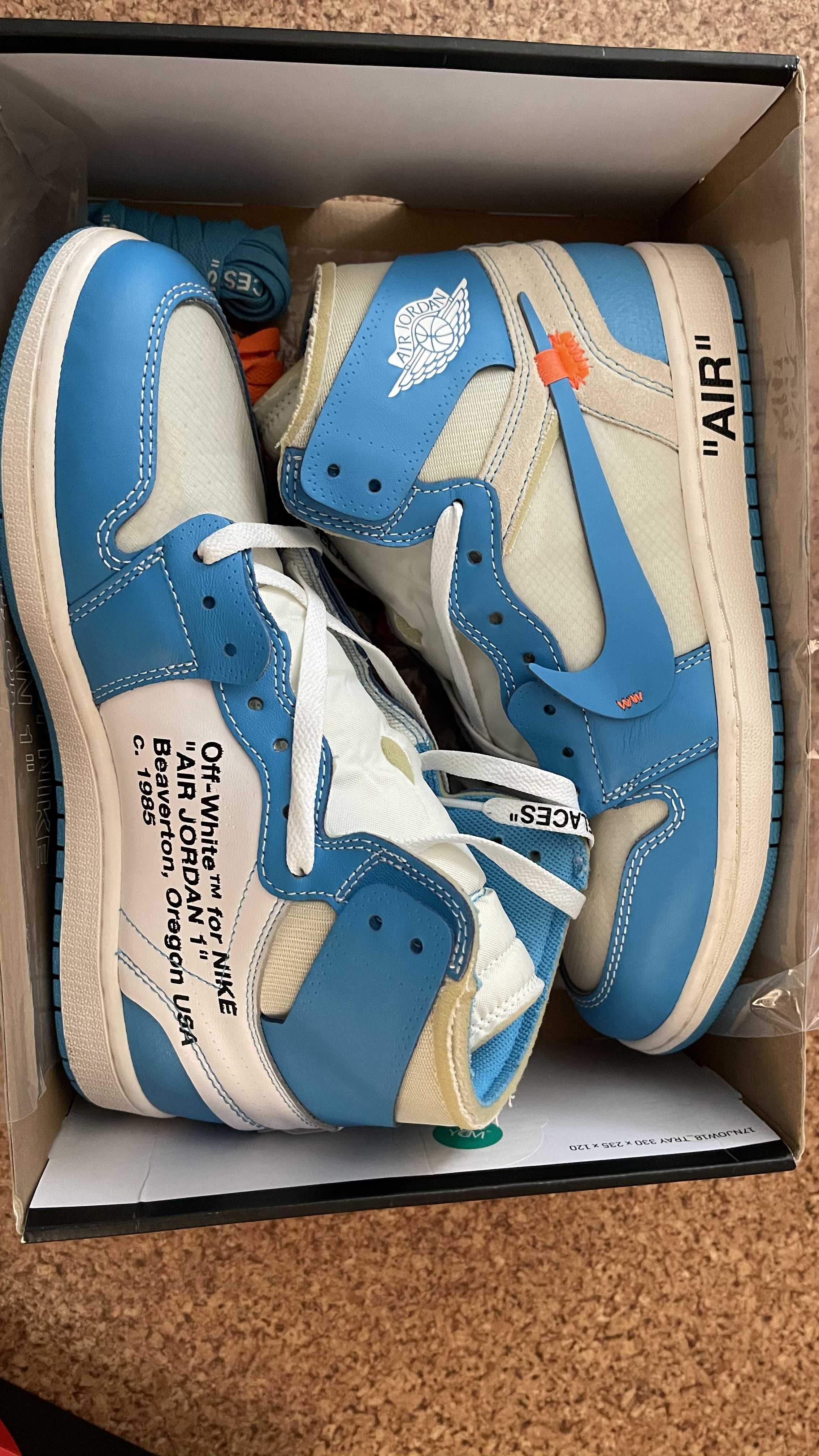 Off-White × Nike Air Jordan 1 High UNC "White/Dark Powder Blue"