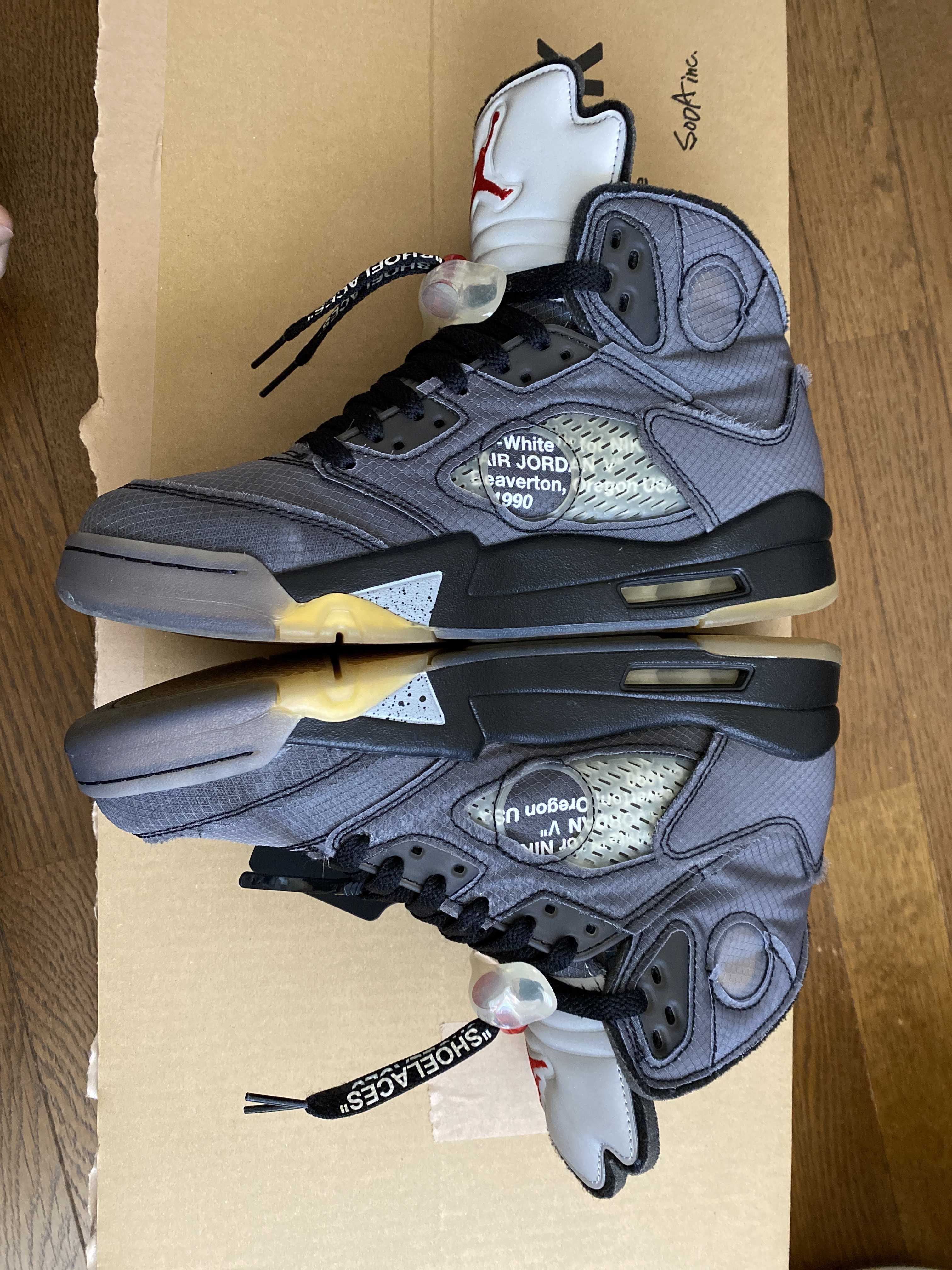 Off-White × Nike Air Jordan 5 "Black/Muslin/Fire Red"