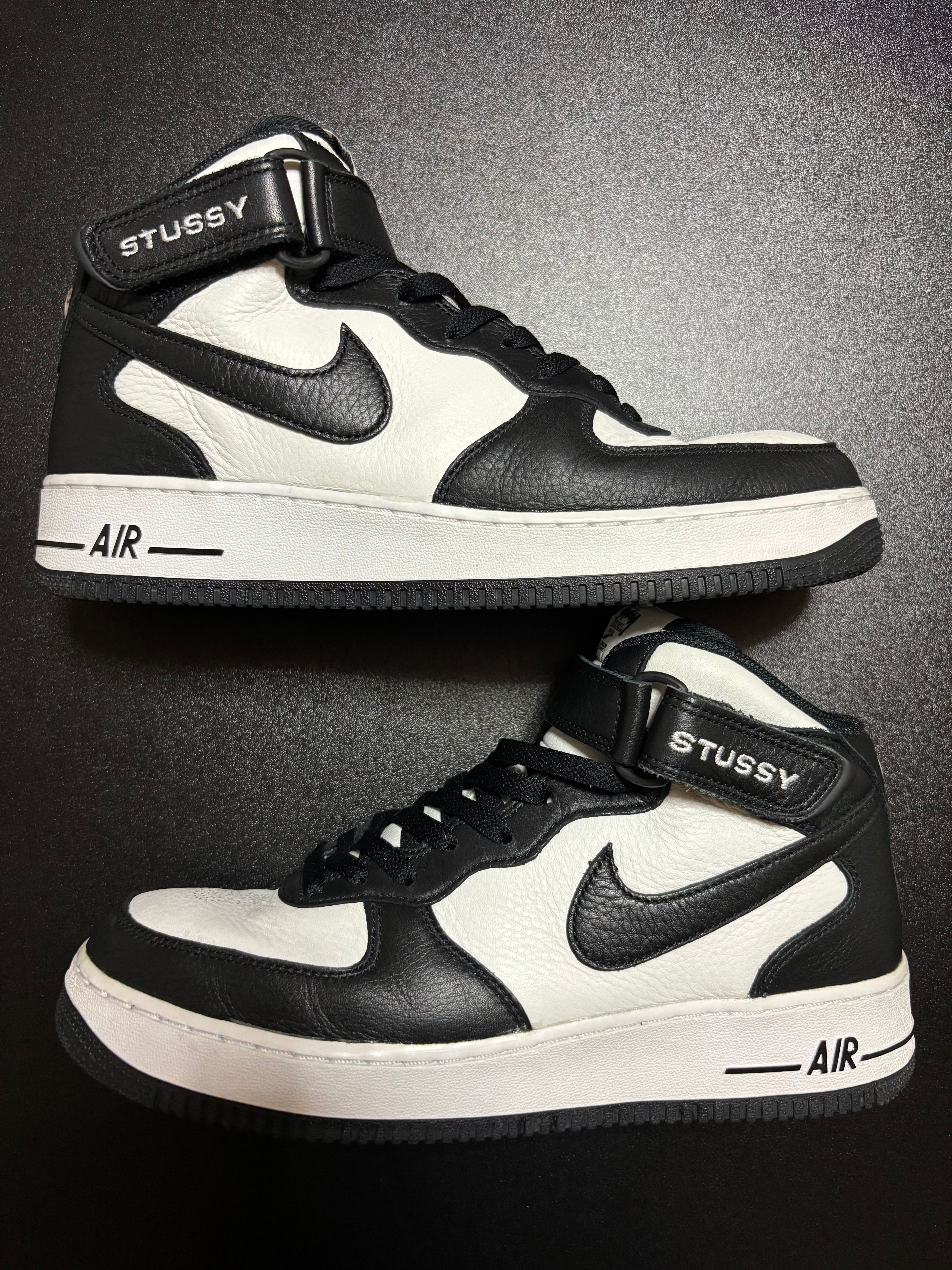 Stussy × Nike Air Force 1 Mid "Black and Light Bone"