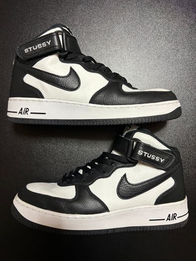 Stussy × Nike Air Force 1 Mid "Black and Light Bone"
