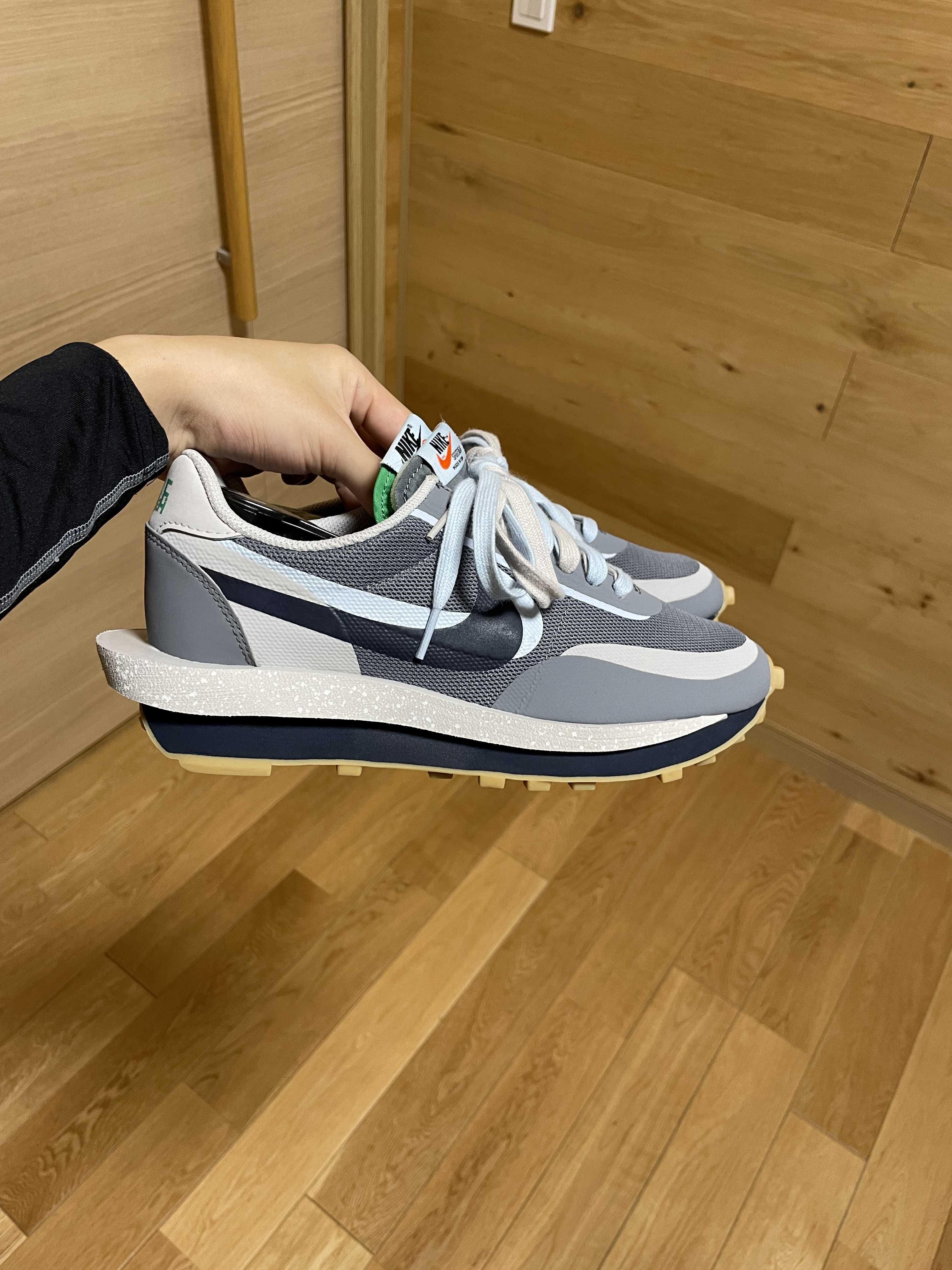 CLOT × Sacai × Nike LD Waffle "Grey Obsidian/Cool Grey"