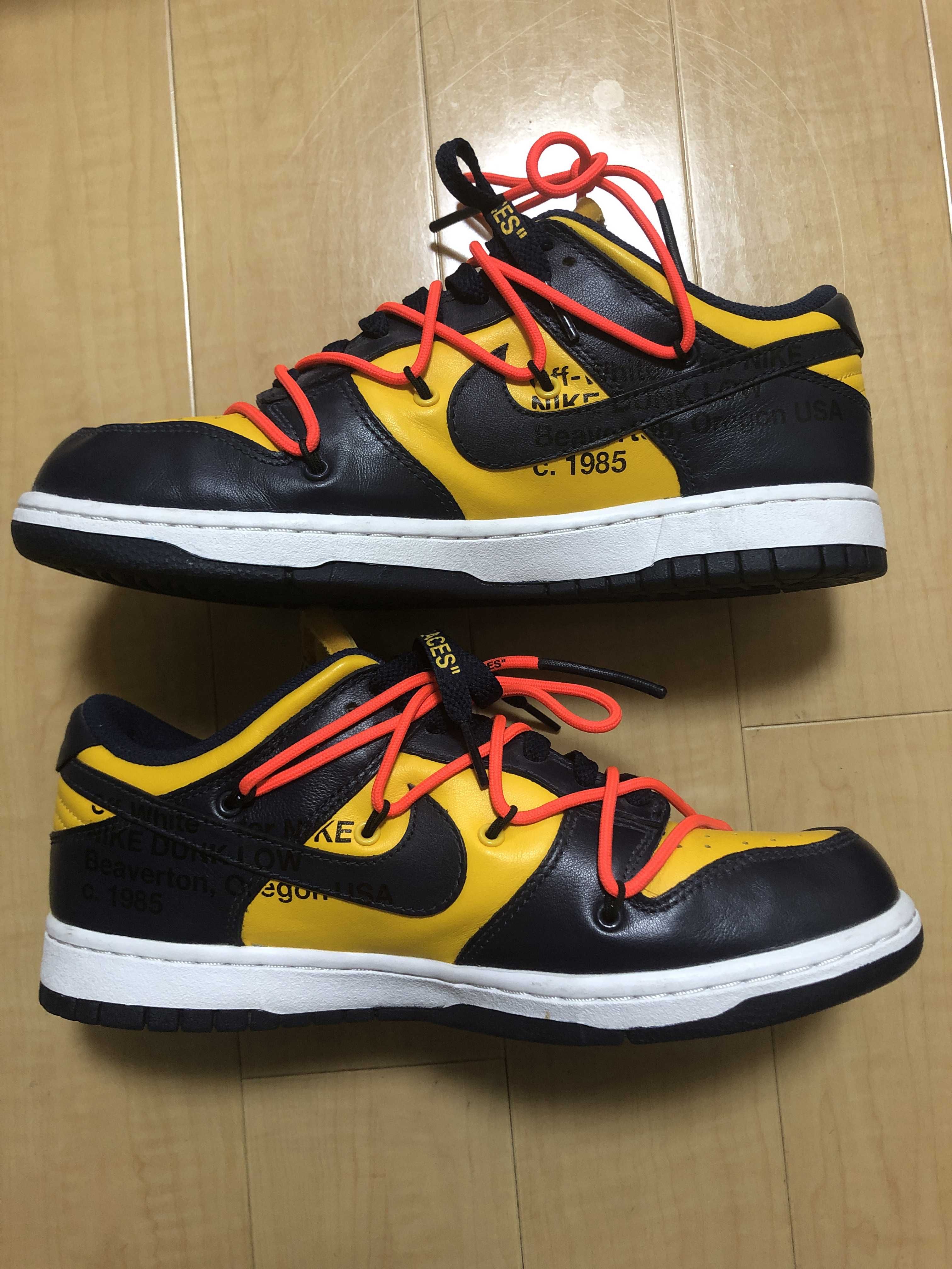 Off-White × Nike Dunk Low  LTHR "University Gold/Midnight Navy/White"