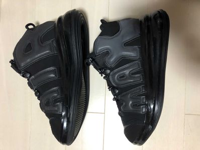 NIKE AIR MORE UPTEMPO 720 BLACK / METALLIC BLACK