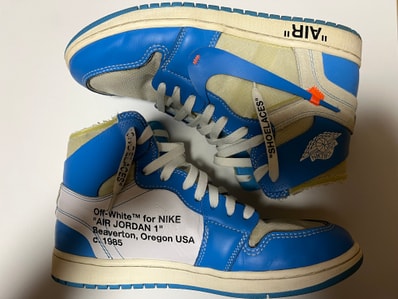 Off-White × Nike Air Jordan 1 High UNC "White/Dark Powder Blue"