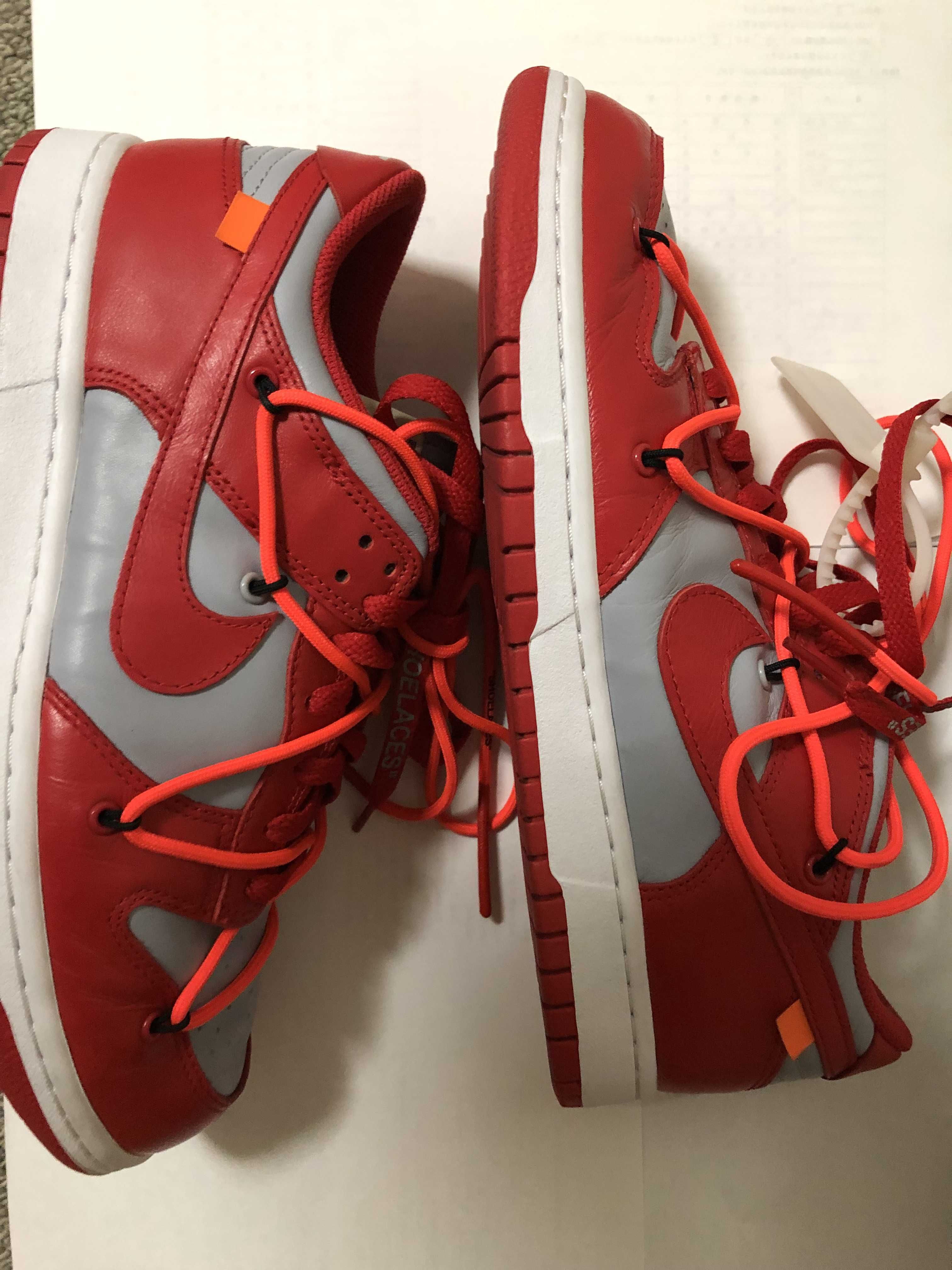 Off-White × Nike Dunk Low "University Red/Wolf Grey"