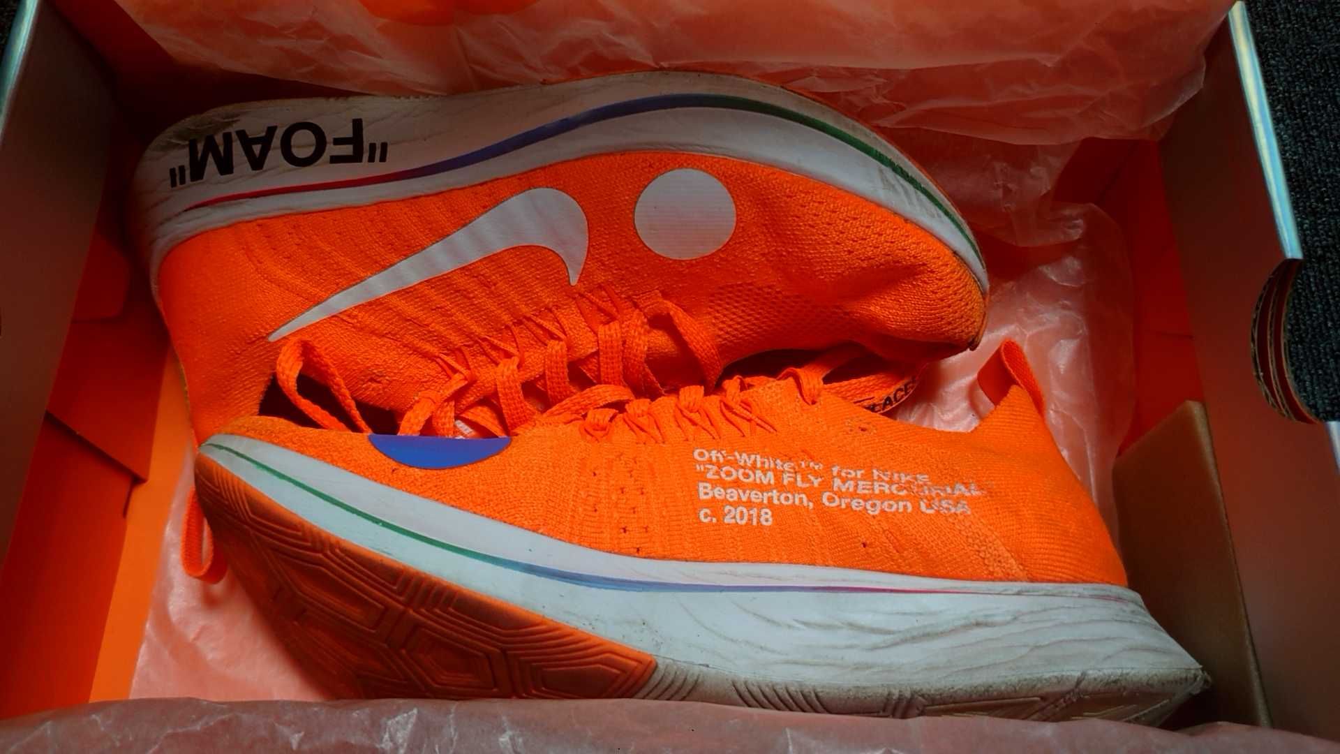 Off-White × Nike Zoom Fly Mercurial Flyknit "Total Orange/White/Volt"