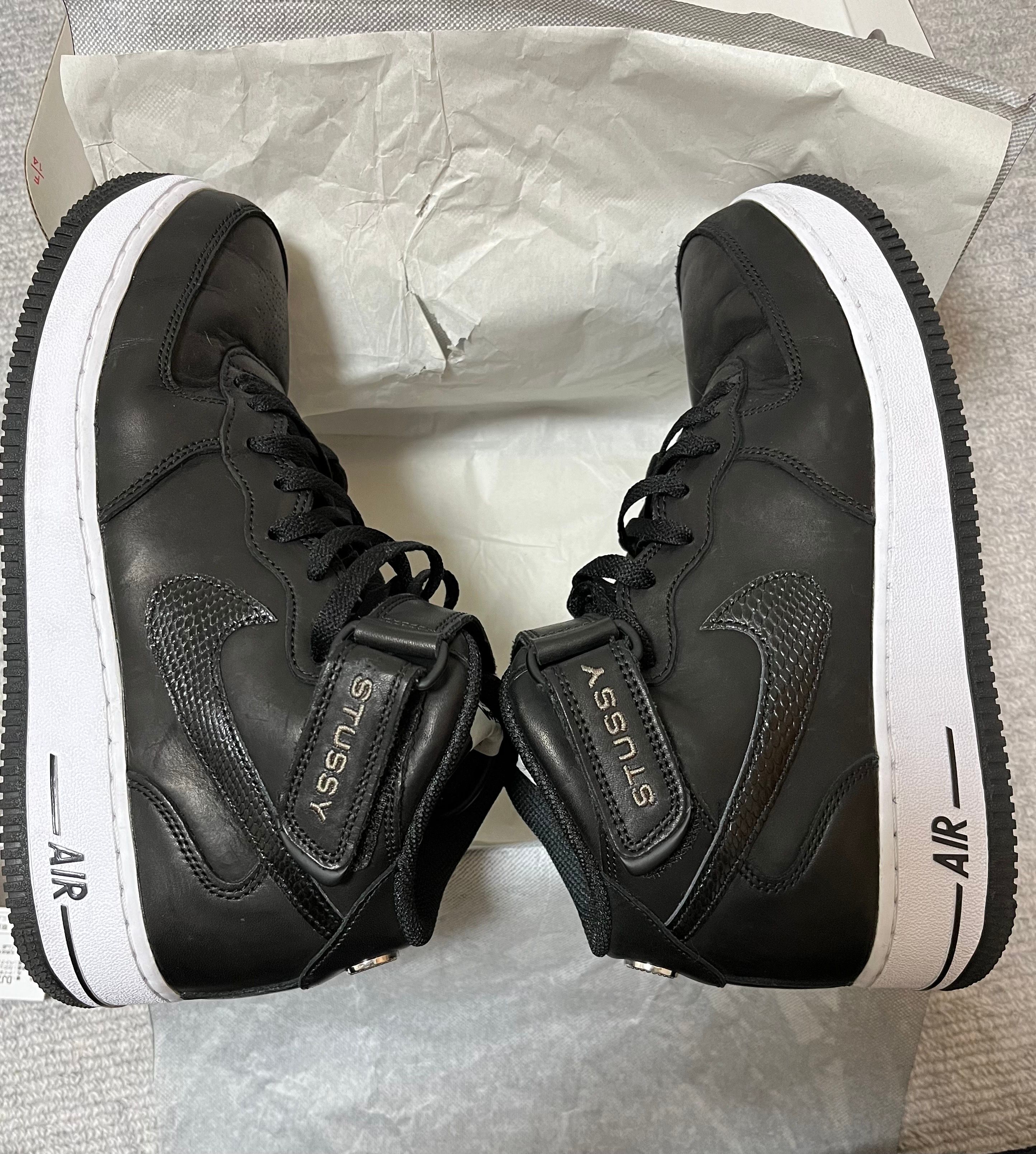 Stussy × Nike Air Force 1 Mid "Black/Black"