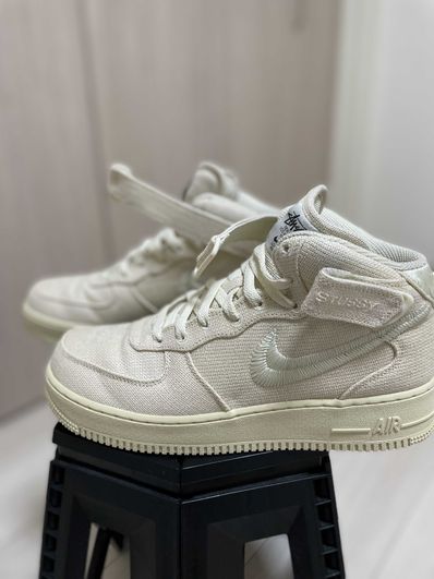 Stussy × Nike Air Force 1 Mid "Fossil Stone"