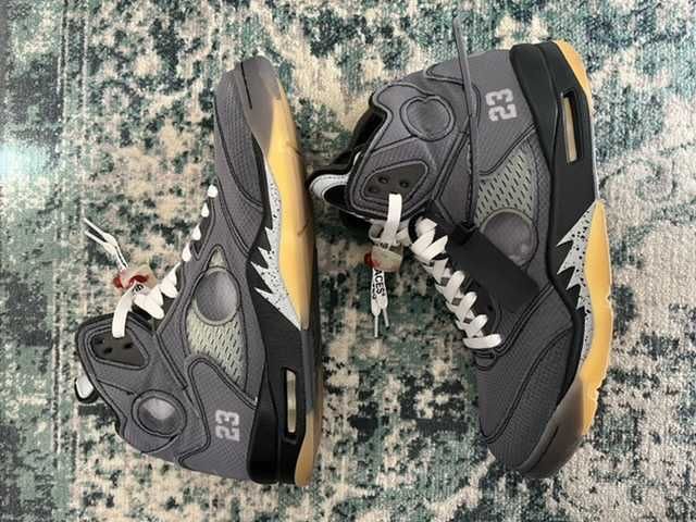 Off-White × Nike Air Jordan 5 "Black/Muslin/Fire Red"