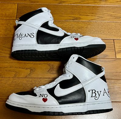 Supreme × Nike SB Dunk High By Any Means "White Black"
