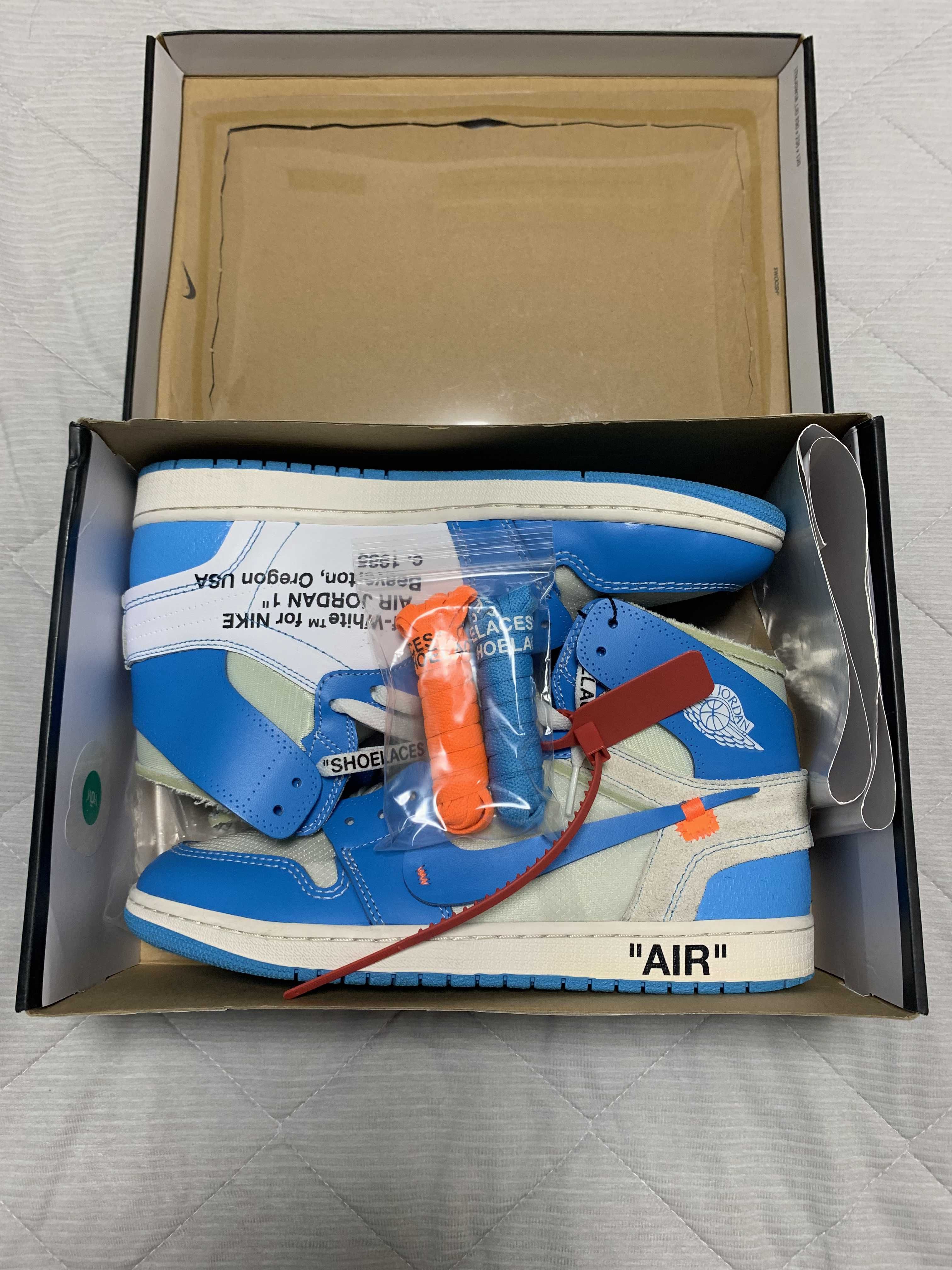 Off-White × Nike Air Jordan 1 High UNC "White/Dark Powder Blue"