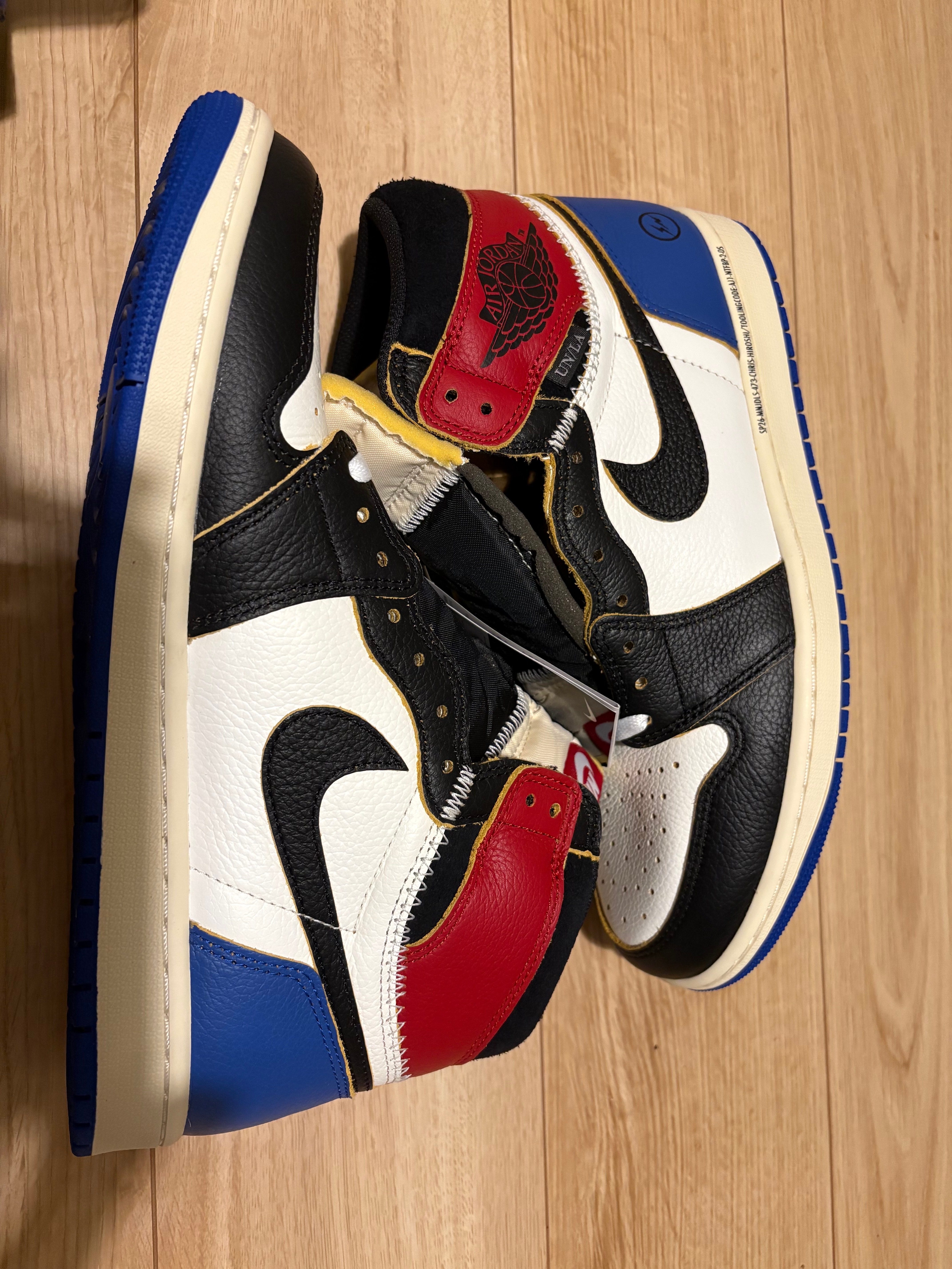 fragment design × UNION × Nike Air Jordan 1 High OG "Black/Varsity Red"