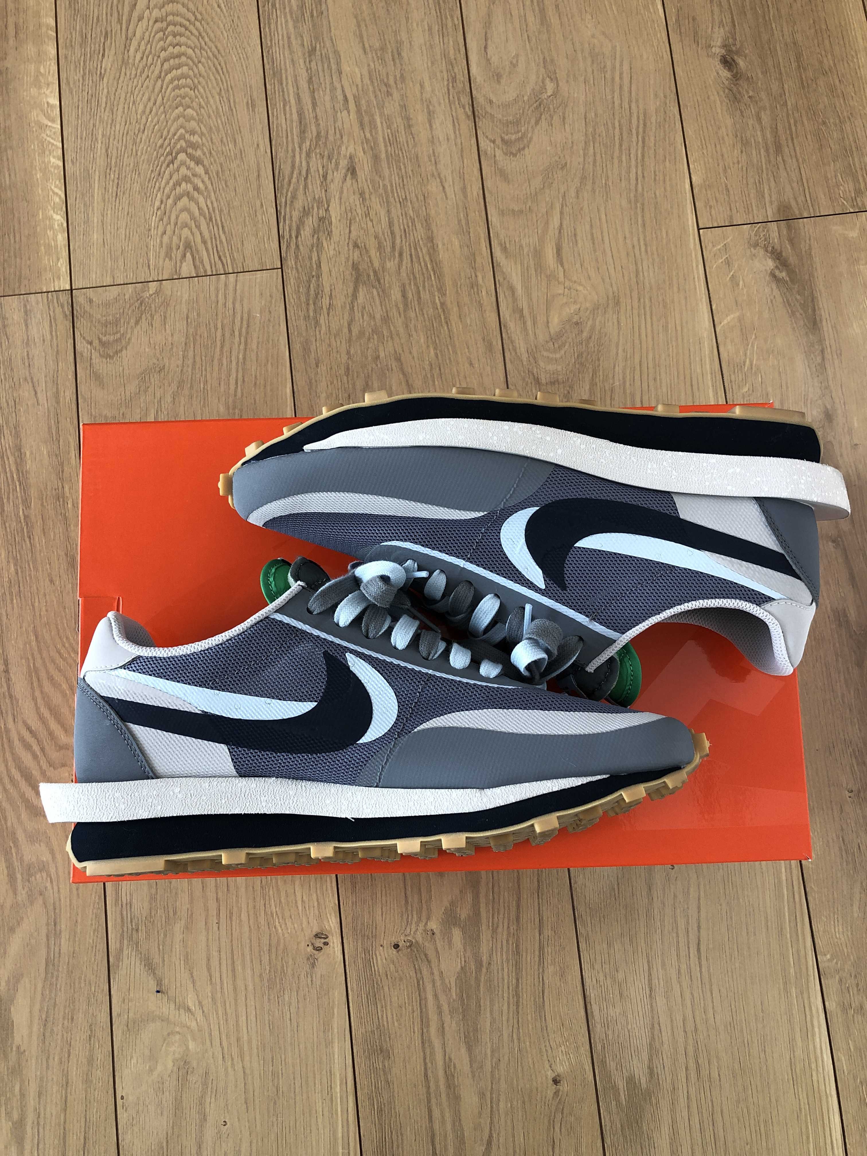 CLOT × Sacai × Nike LD Waffle "Grey Obsidian/Cool Grey"