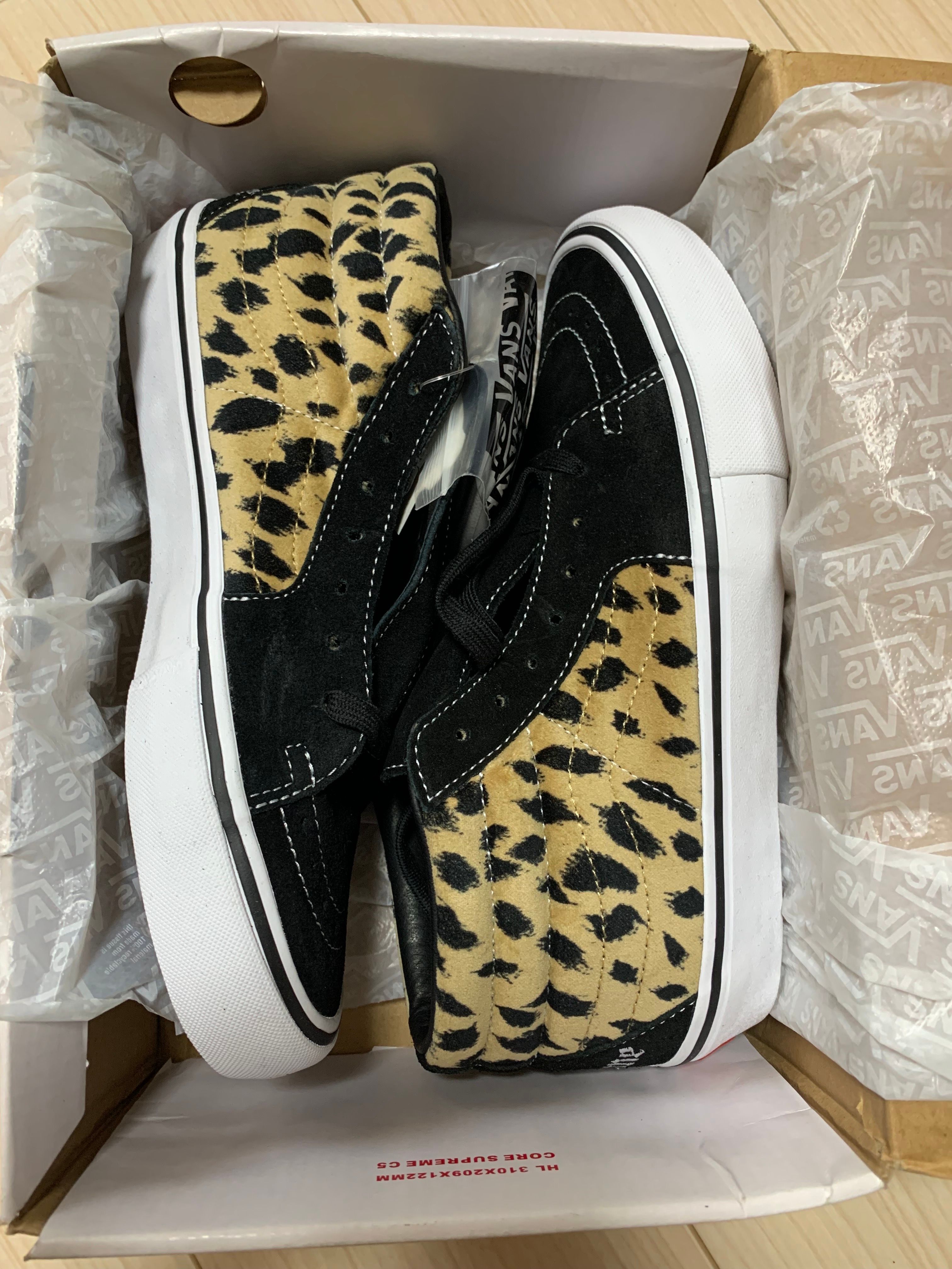 Supreme × Vans Sk8 Mid "Velvet Leopard Black"