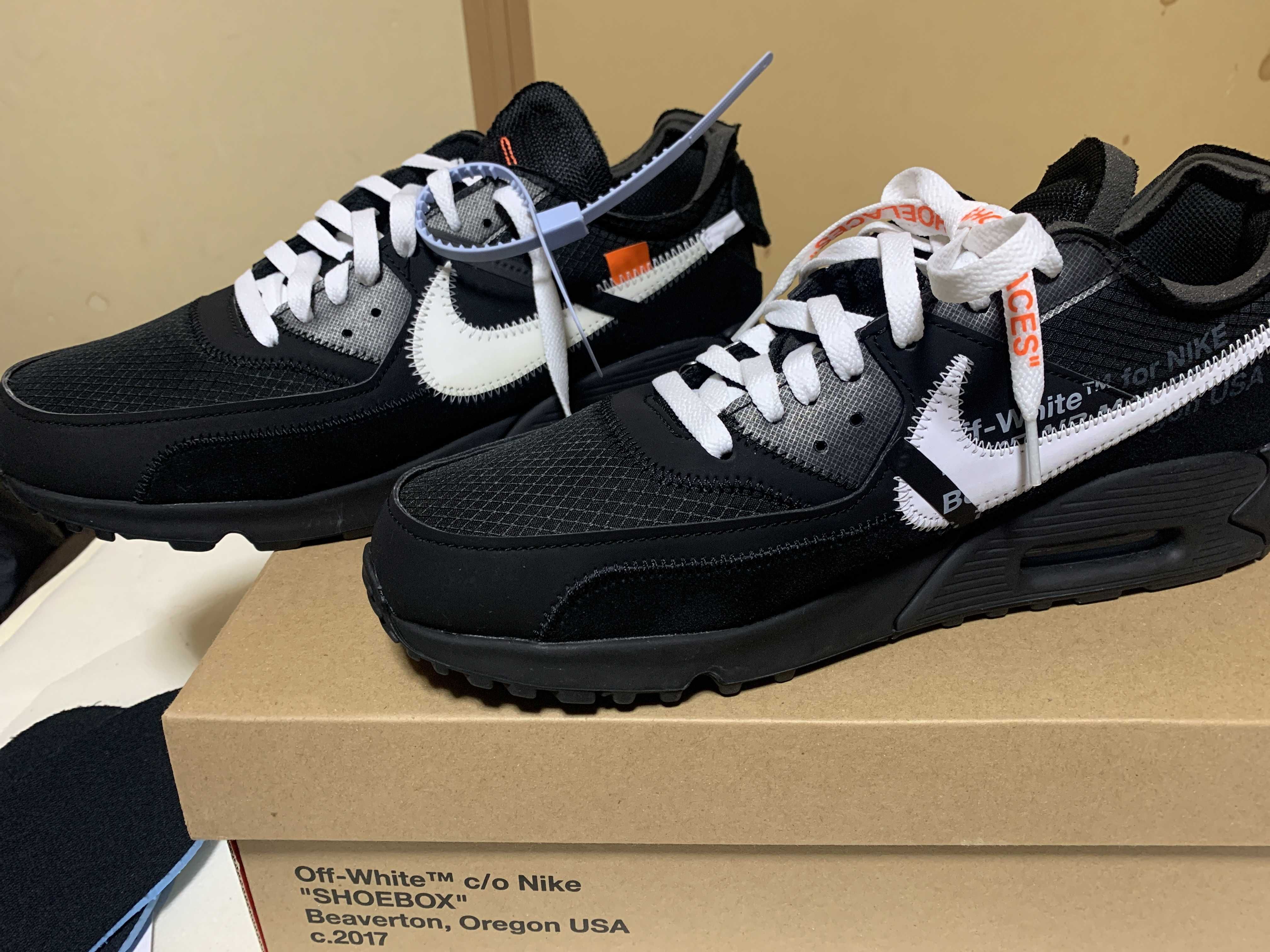 Off-White × Nike Air Max 90 "Black/Black-Cone-White"