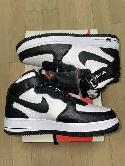 Stussy × Nike Air Force 1 Mid "Black and Light Bone"