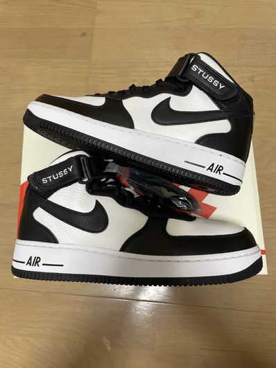 Stussy × Nike Air Force 1 Mid "Black and Light Bone"