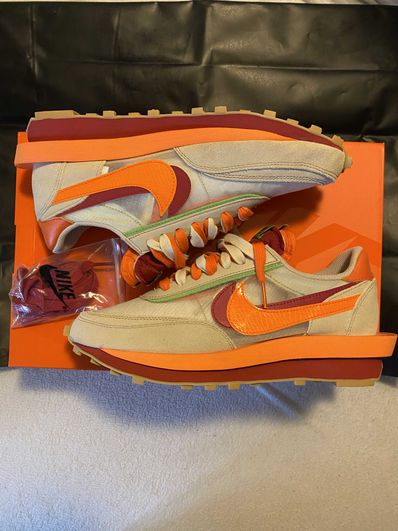 CLOT × Sacai × Nike LD Waffle "Orange Blaze"