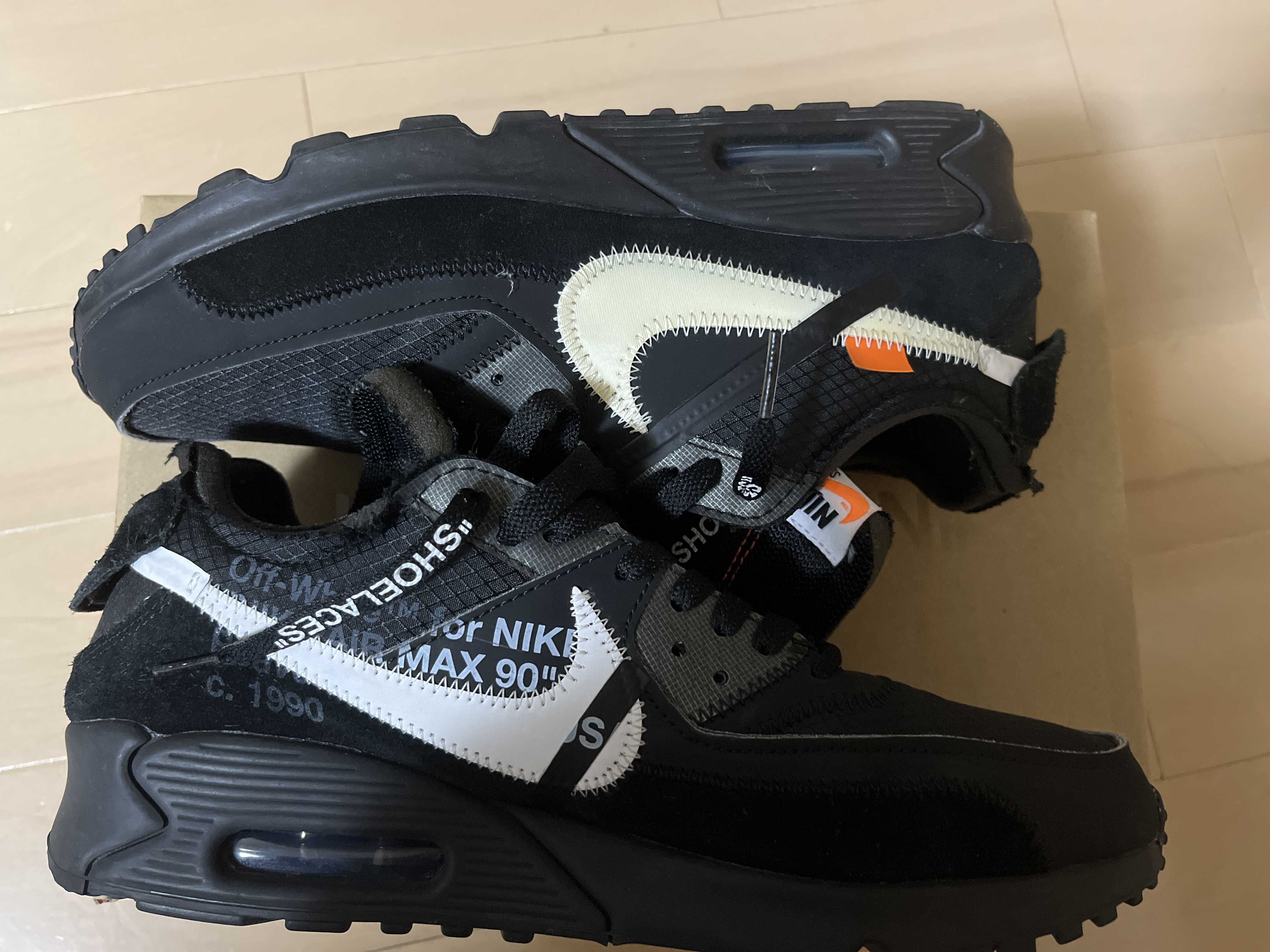 Off-White × Nike Air Max 90 "Black/Black-Cone-White"