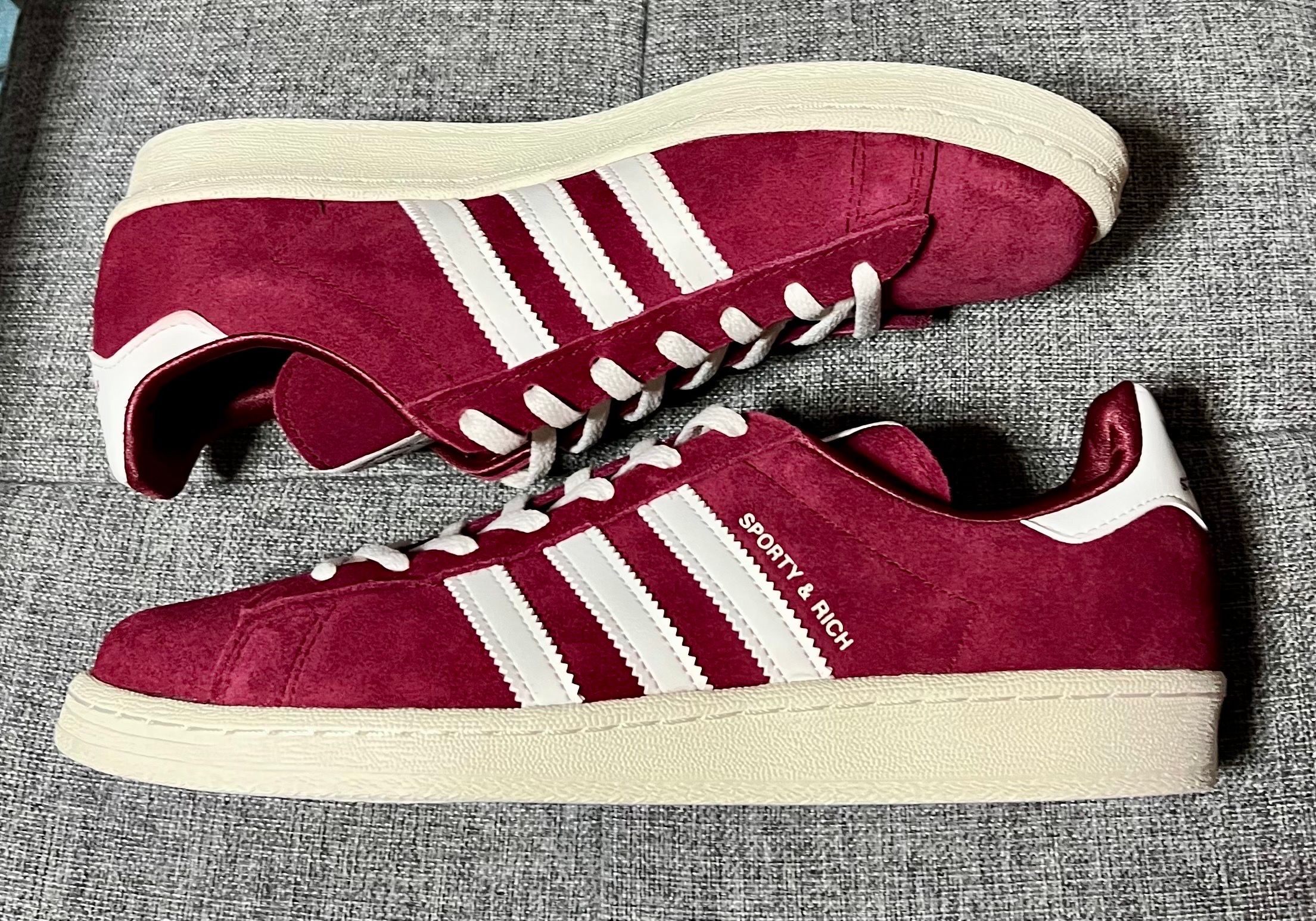 Sporty & Rich × adidas Campus 80s "College Burgundy/Chalk White"