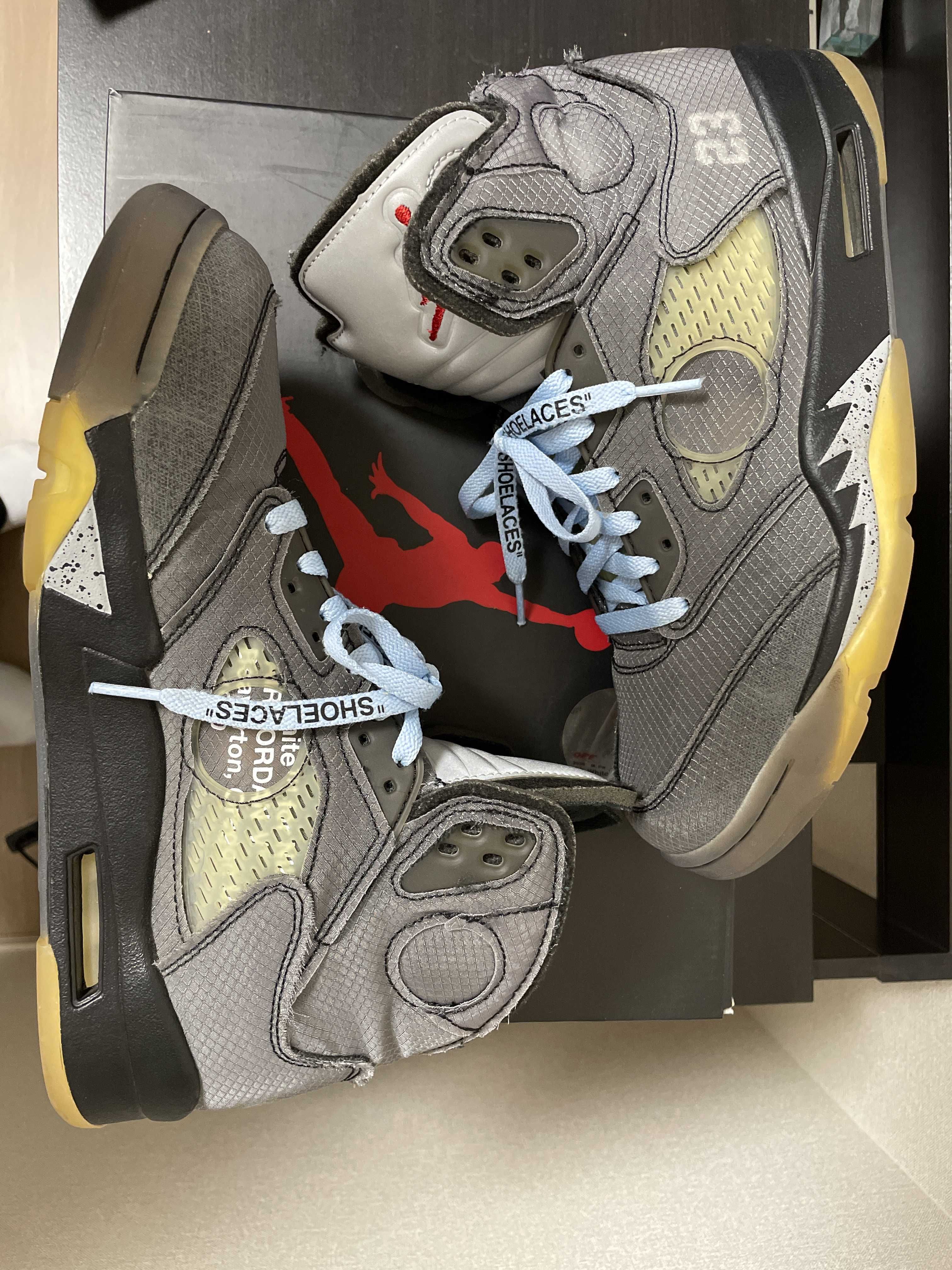 Off-White × Nike Air Jordan 5 "Black/Muslin/Fire Red"