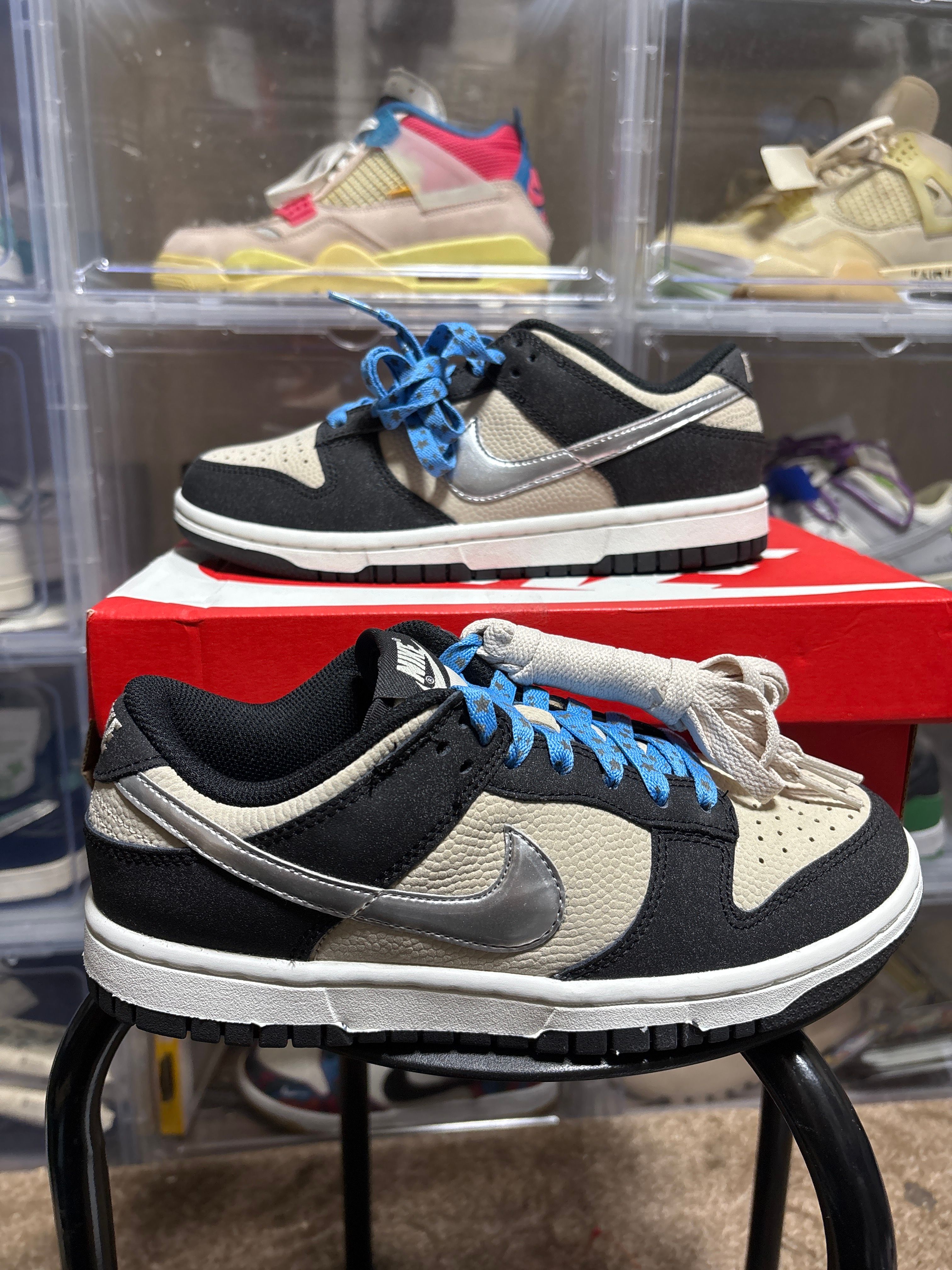 Nike Women's Dunk Low "Beige/Black and Metallic Silver"