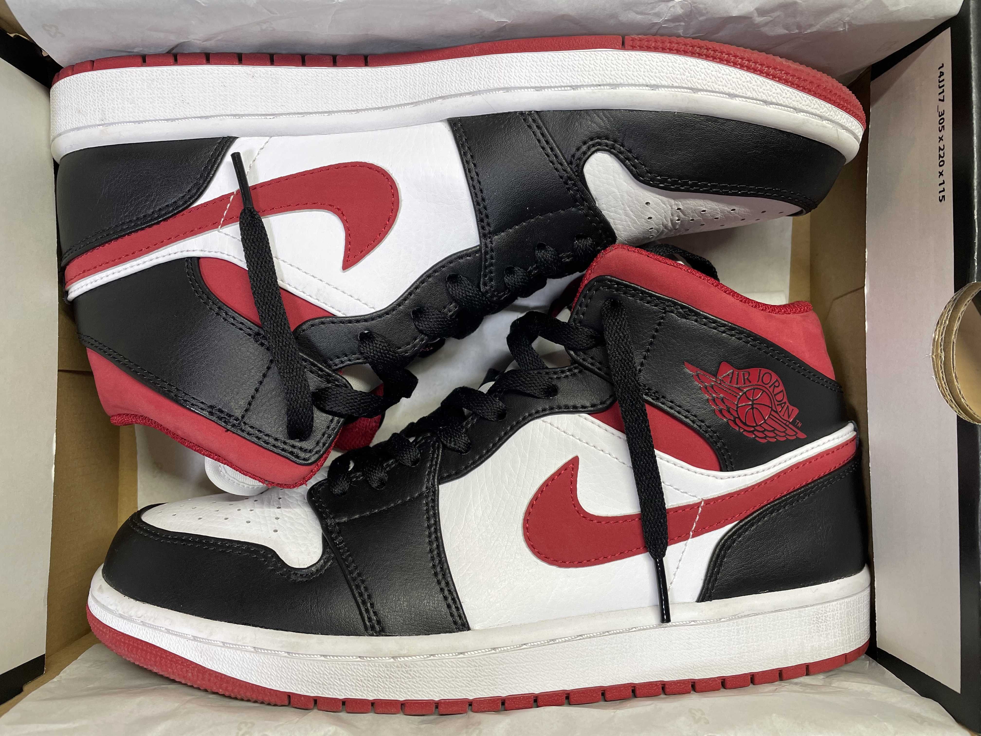 Nike Air Jordan 1 Mid "White/Gym Red Black"