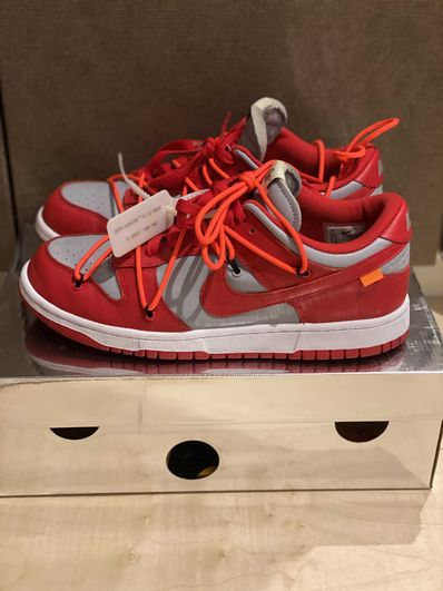 Off-White × Nike Dunk Low "University Red/Wolf Grey"