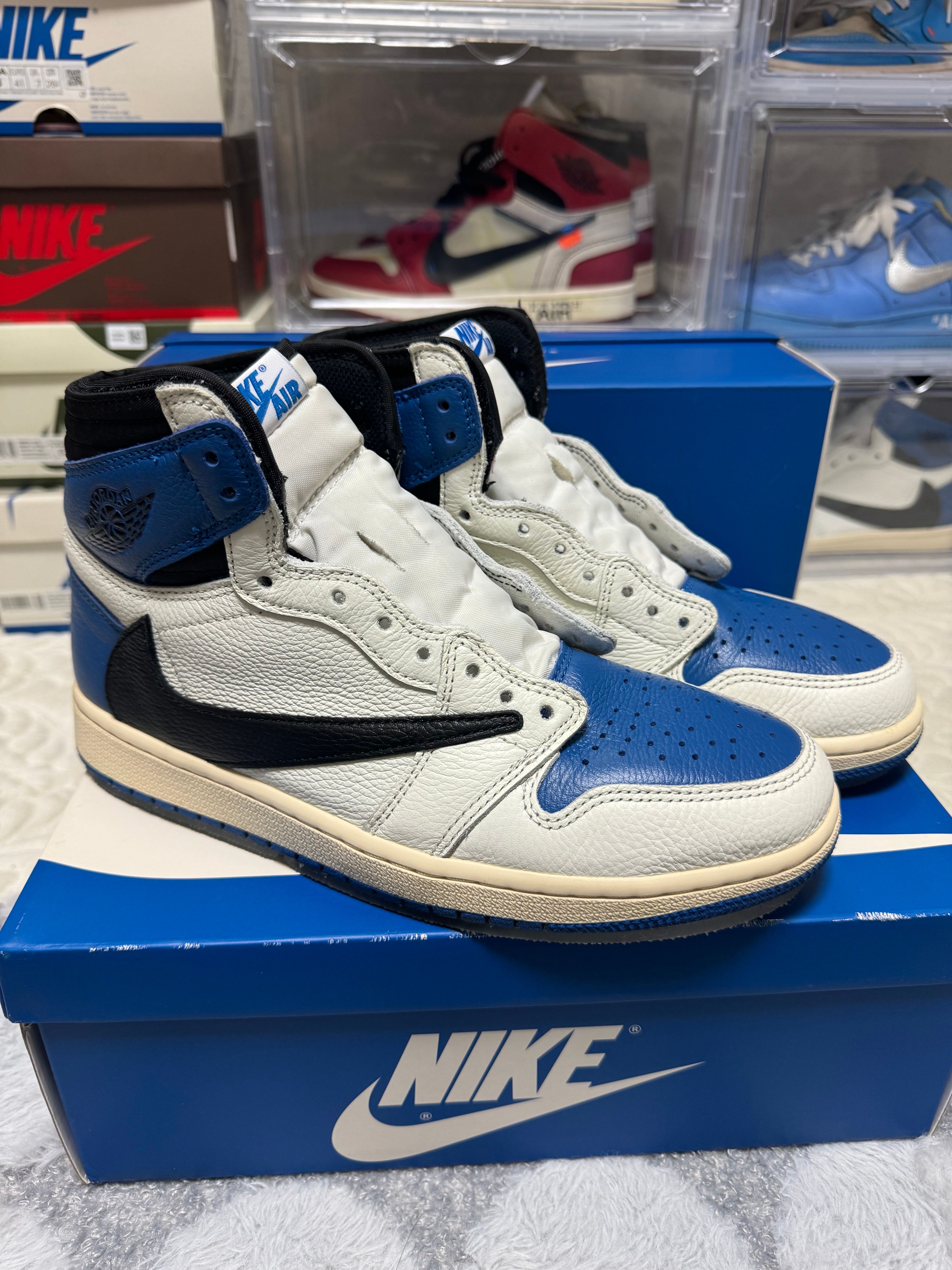 Travis Scott × fragment design × Nike Air Jordan 1 Retro High OG SP "Military Blue"