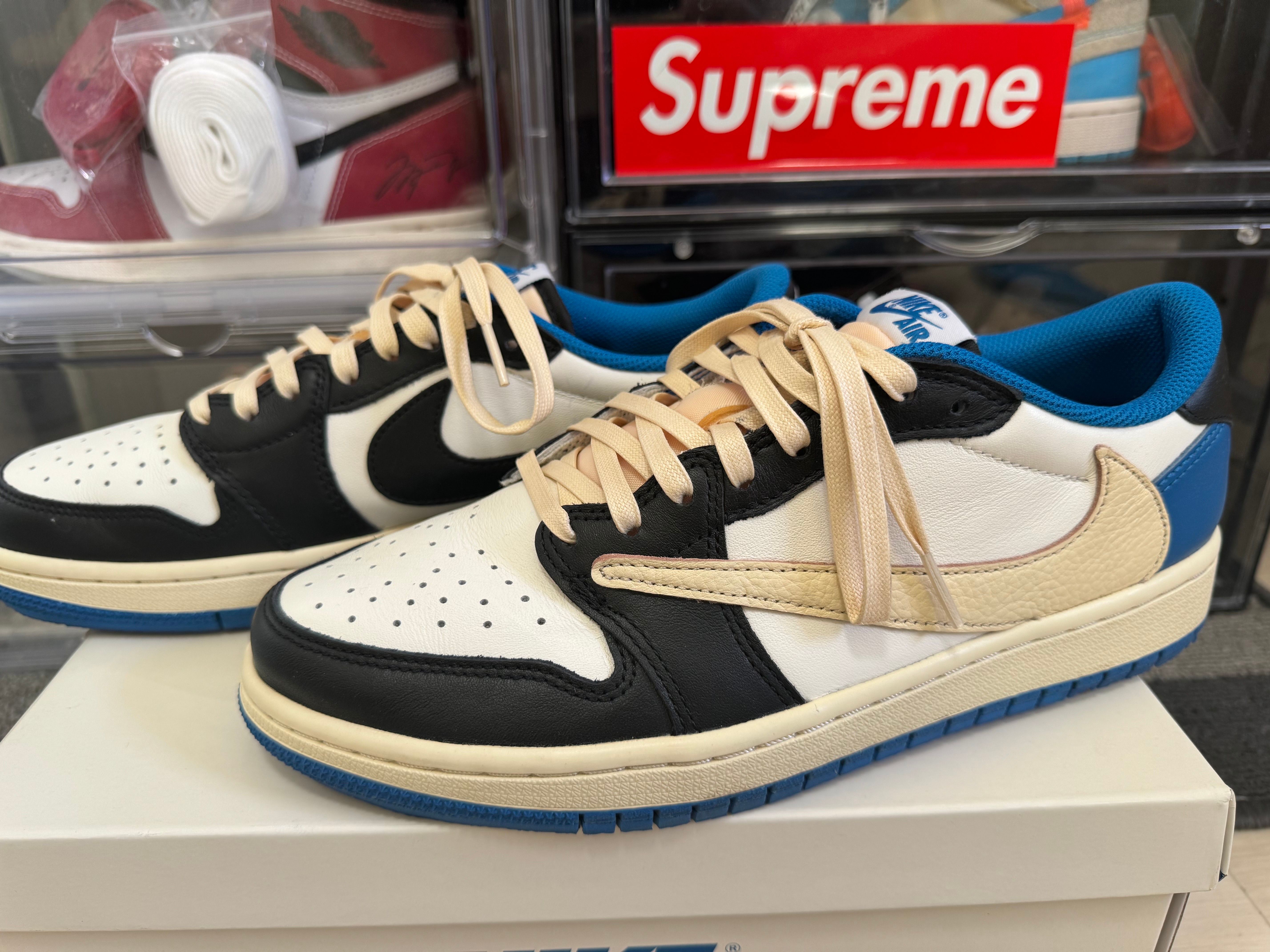 Travis Scott × fragment design × Nike Air Jordan 1 Low OG SP "Military Blue"