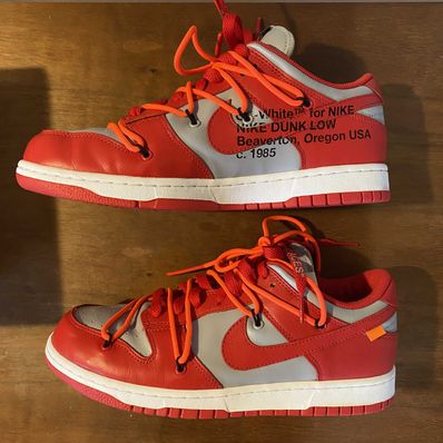 Off-White × Nike Dunk Low "University Red/Wolf Grey"