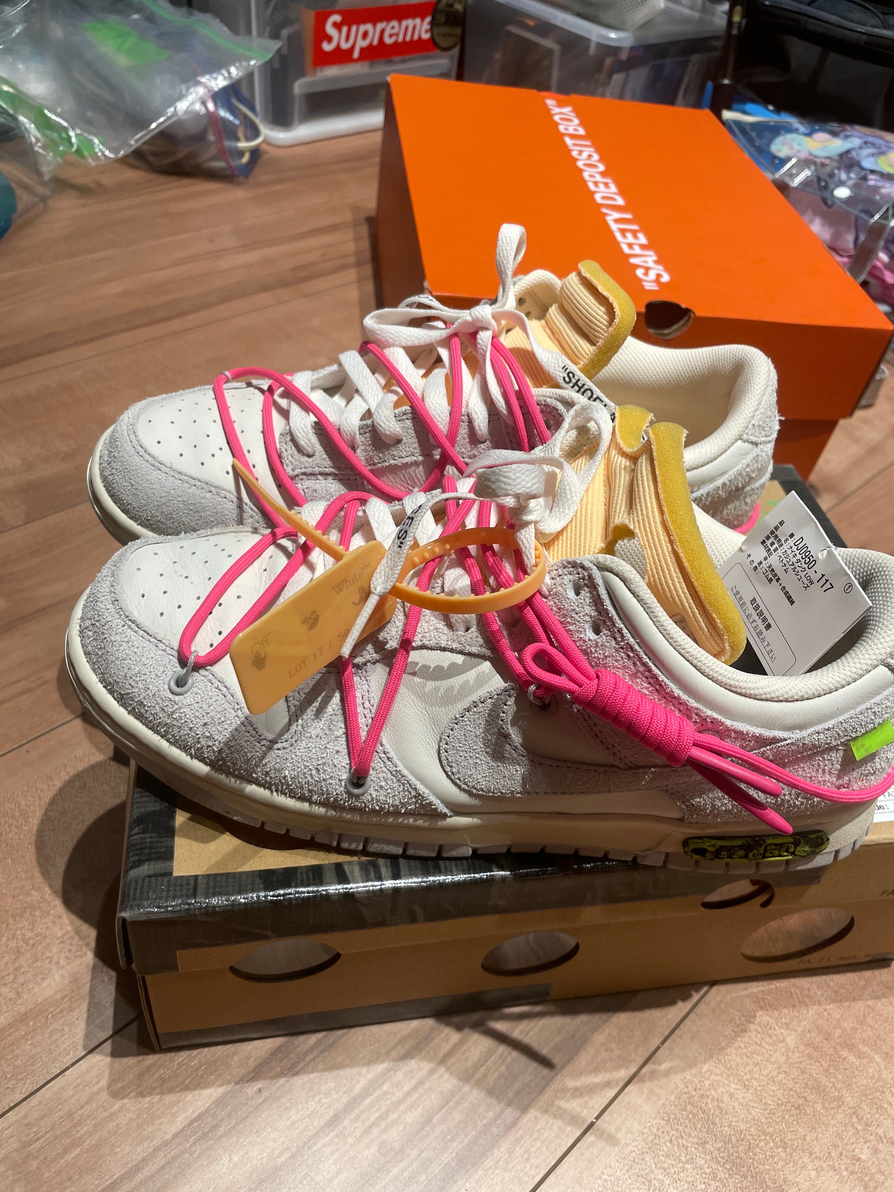 Off-White × Nike Dunk Low "Sail/Neutral Gray/Hyper Pink"
