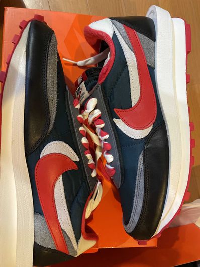 UNDERCOVER × sacai × Nike LD Waffle "Midnight Spruce/Pale Ivory-Dark Grey-University Red"
