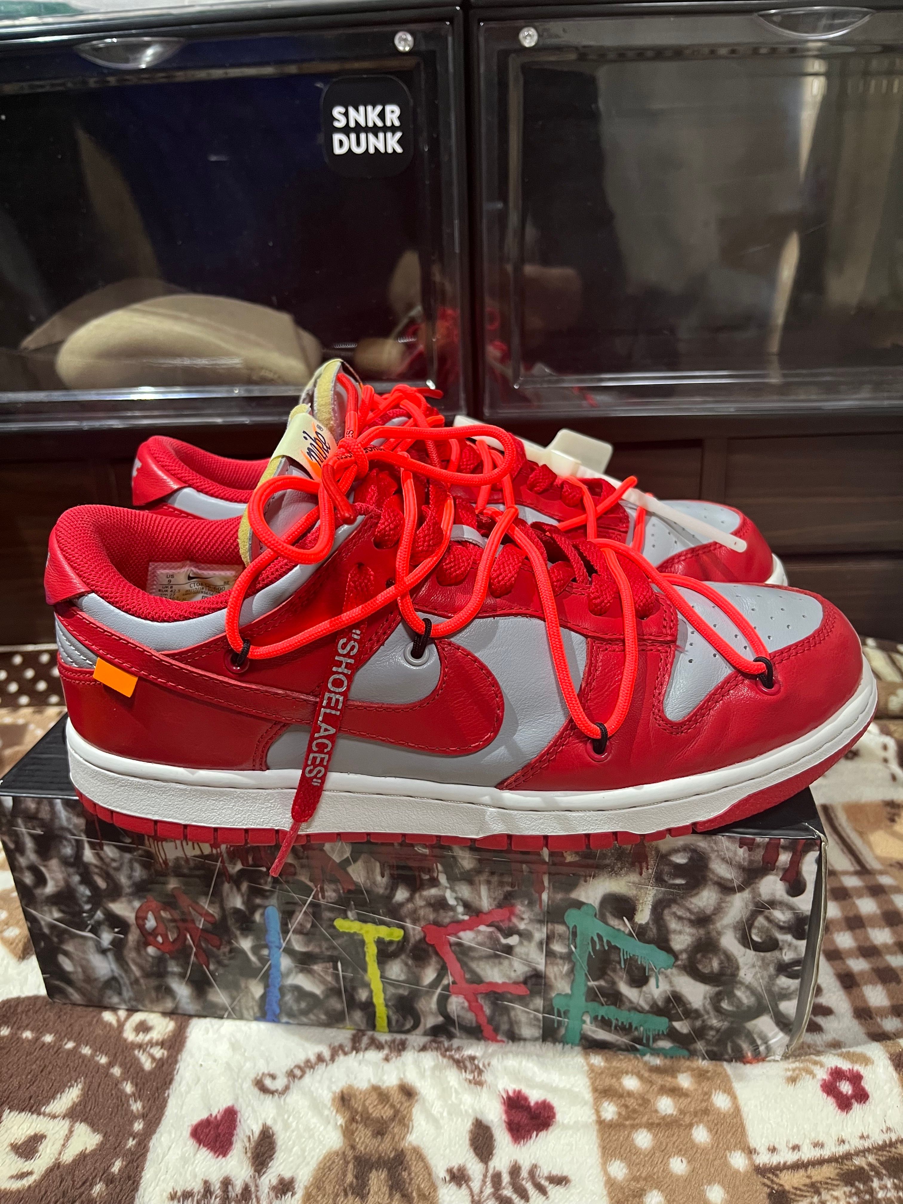 Off-White × Nike Dunk Low "University Red/Wolf Grey"