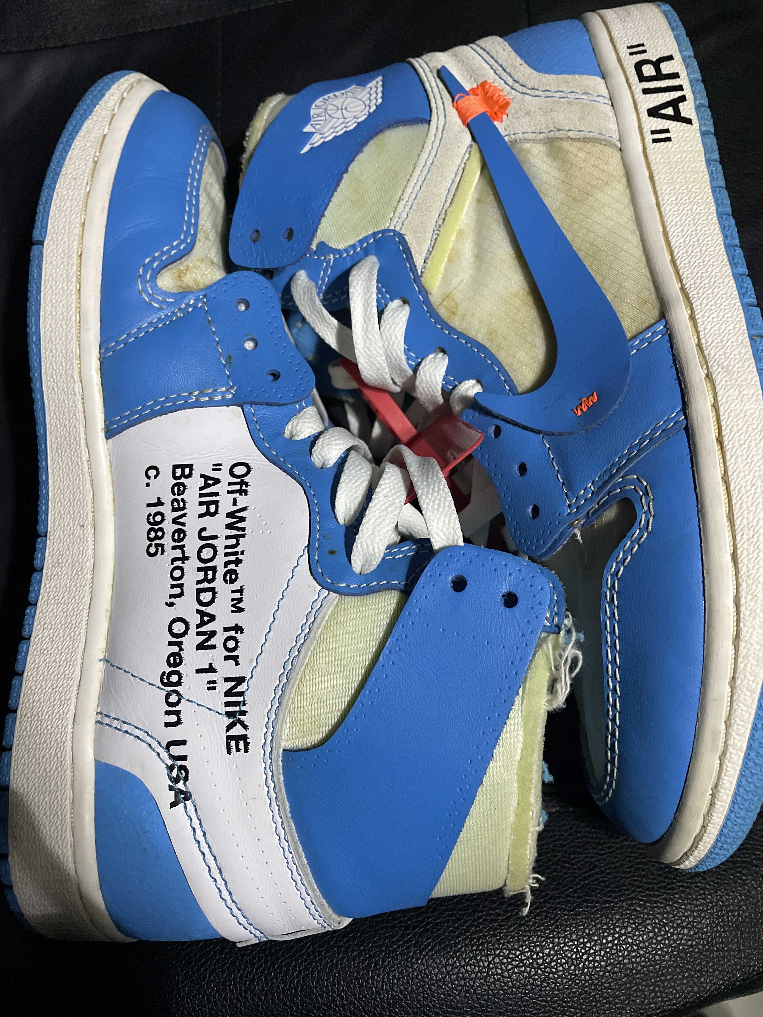Off-White × Nike Air Jordan 1 High UNC "White/Dark Powder Blue"