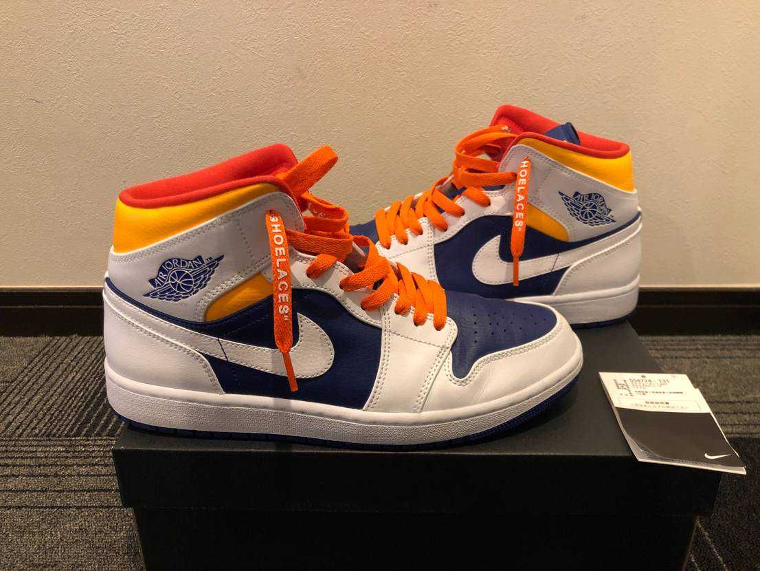 Nike Air Jordan 1 Mid "White/Navy/Yellow"