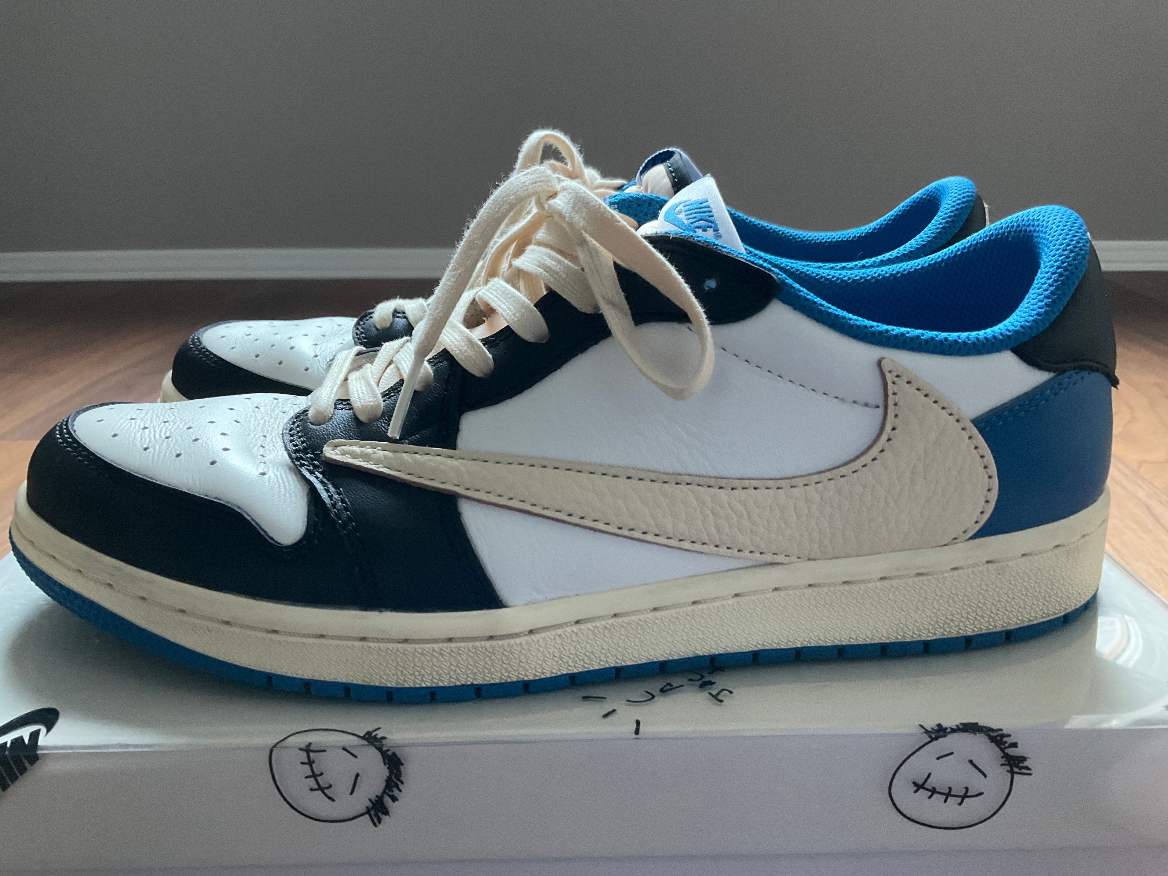 Travis Scott × fragment design × Nike Air Jordan 1 Low OG SP "Military Blue"