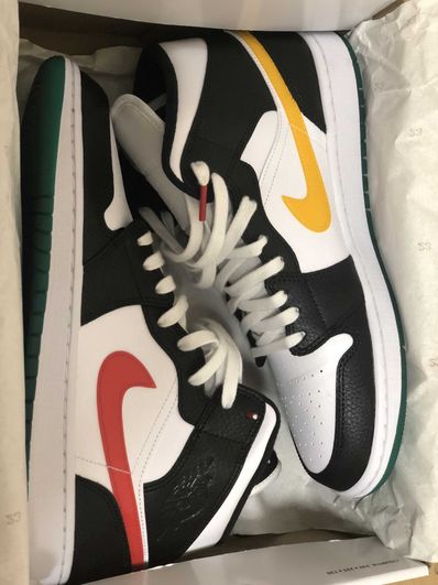 Nike Women's Air Jordan 1 Mid "White/Red/Yellow"