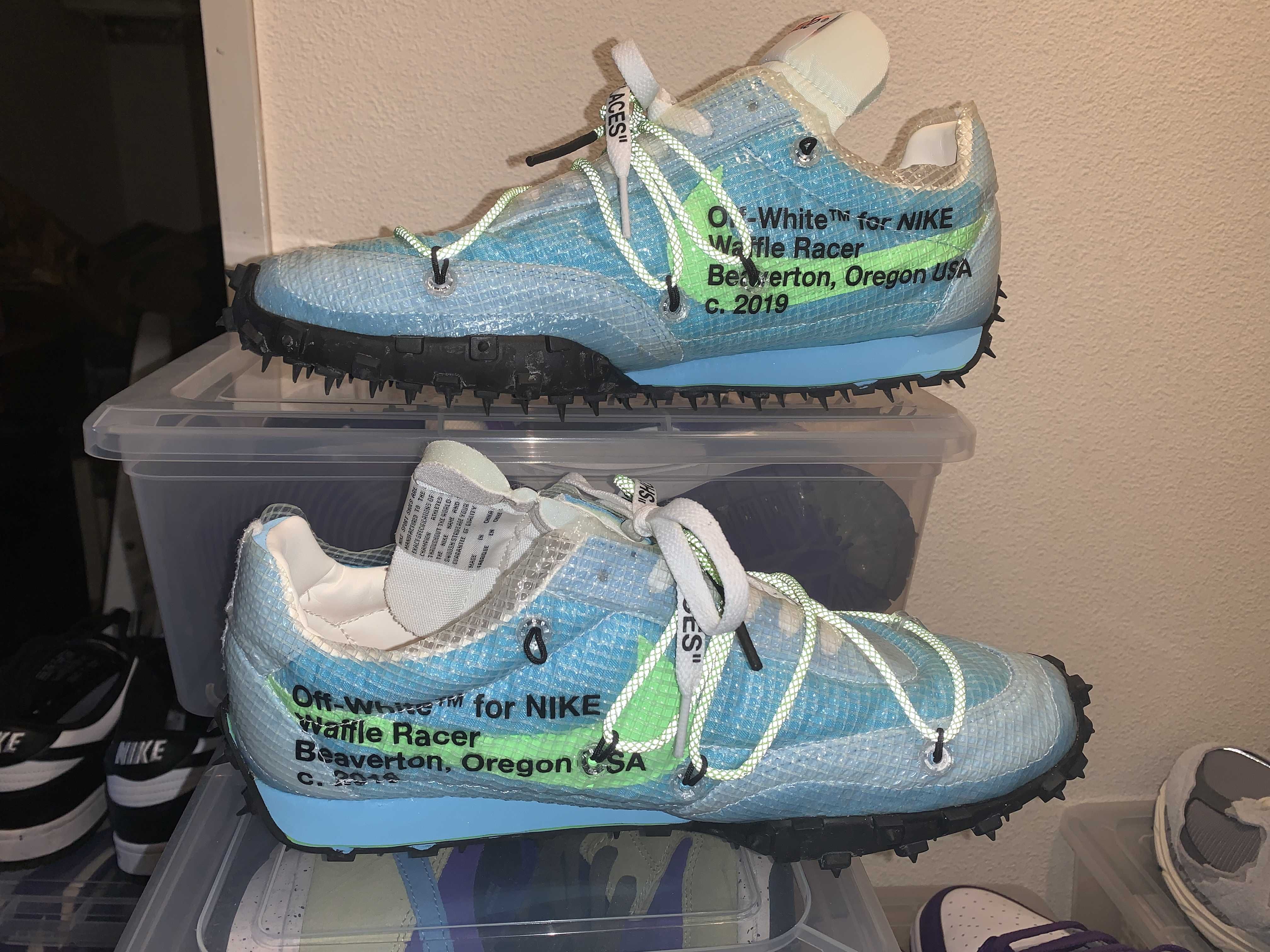 Off-White × Nike Women's Waffle Racer "Vivid Sky"