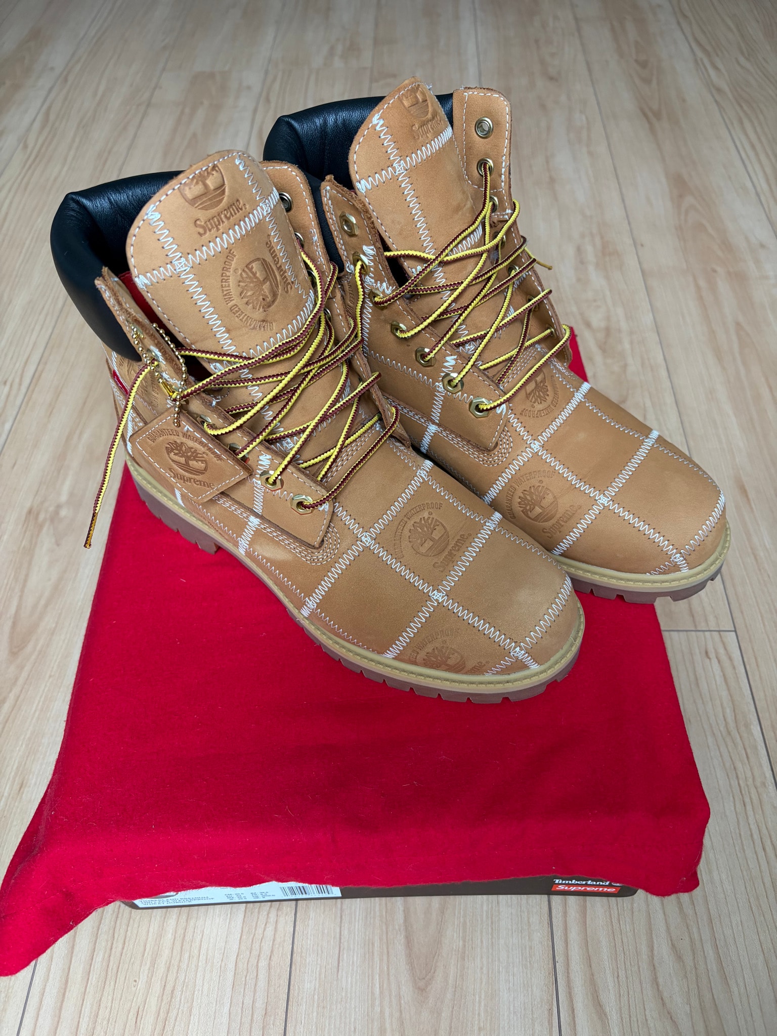 Supreme × Timberland Patchwork 6 Inch Premium Boot "Wheat"