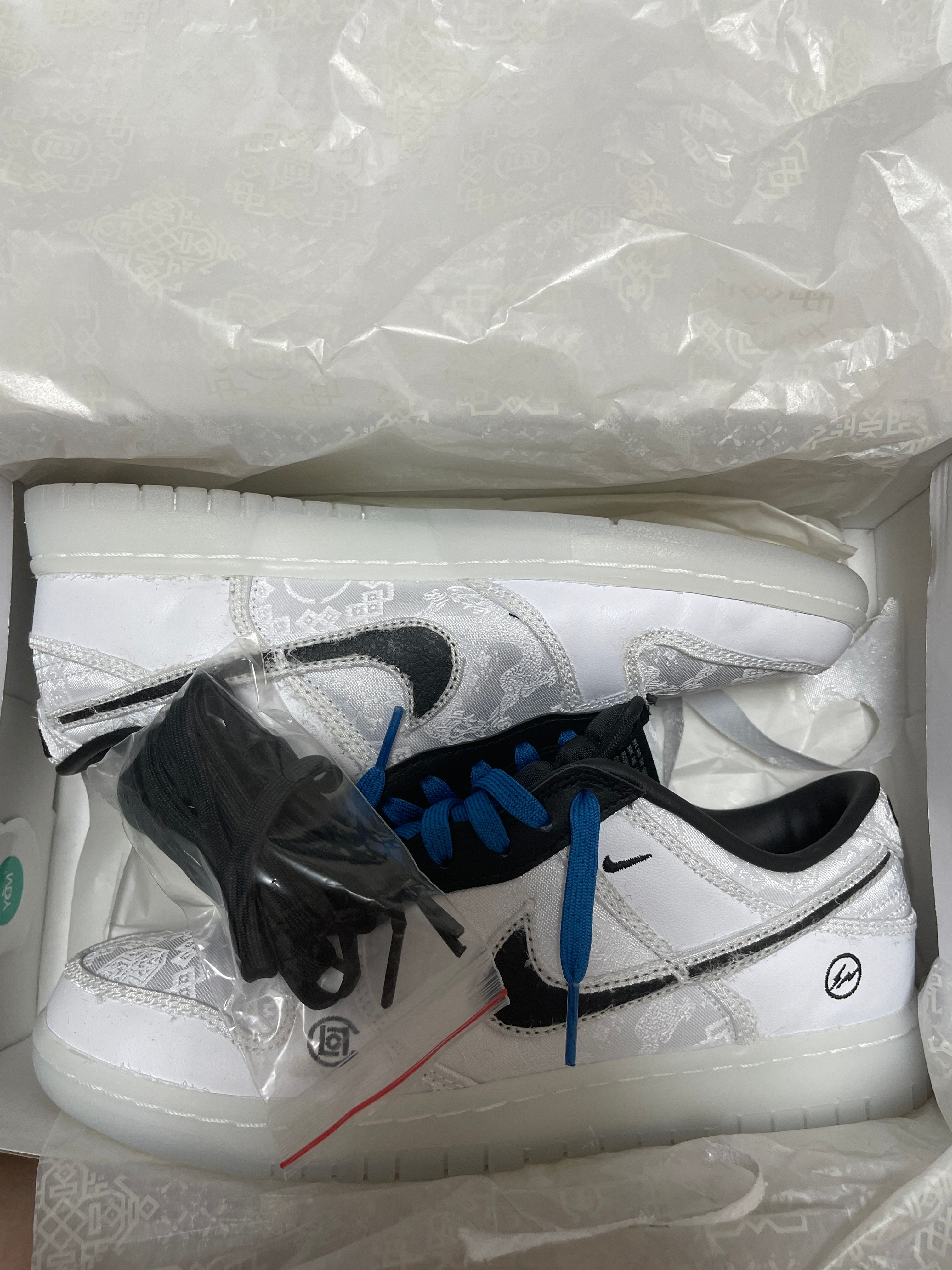 CLOT × Fragment × Nike Dunk Low "Black and White"