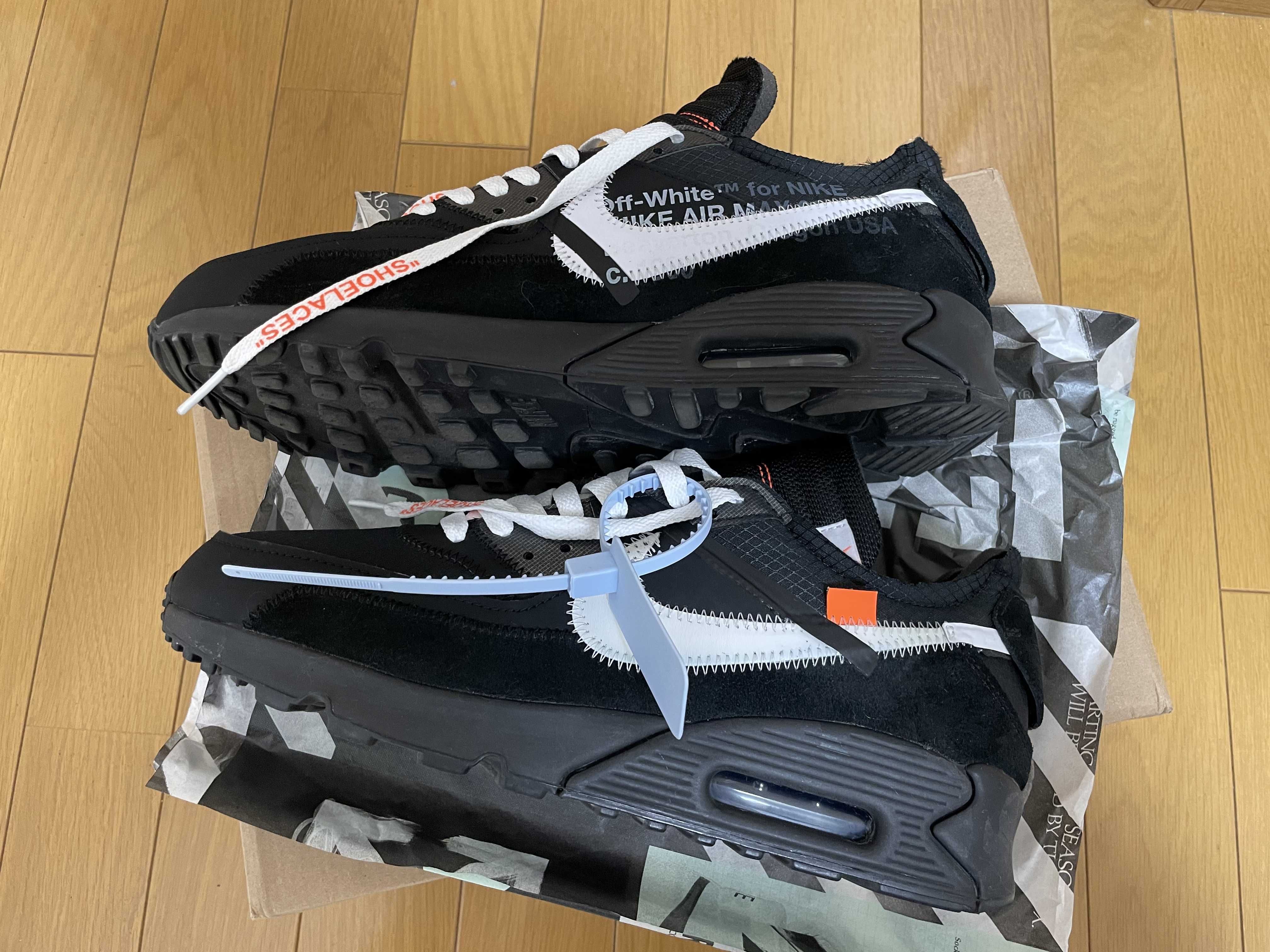 Off-White × Nike Air Max 90 "Black/Black-Cone-White"