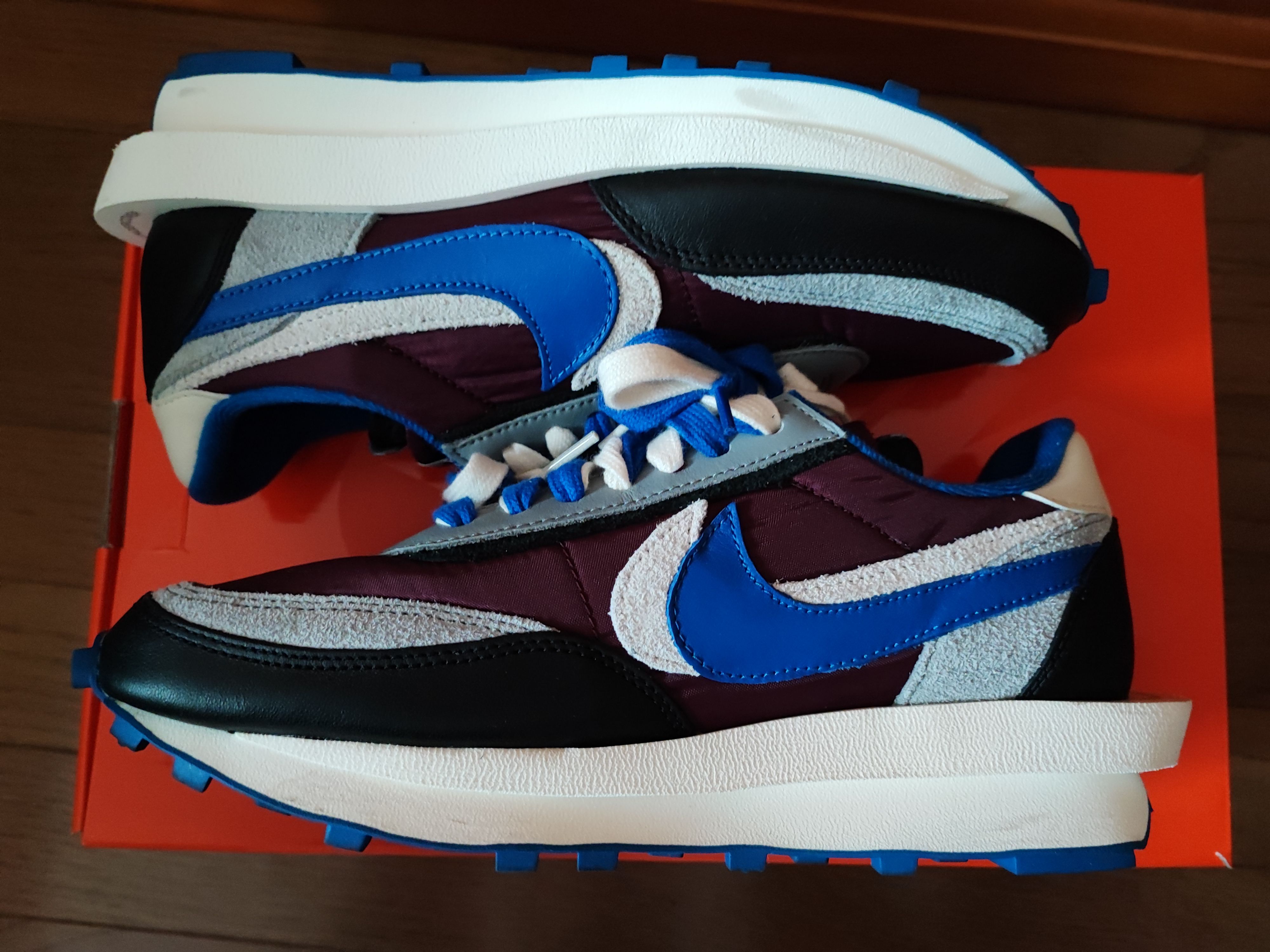 UNDERCOVER × sacai × Nike LD Waffle "Night Maroon/Pale Ivory-Ground Grey-Team Royal"