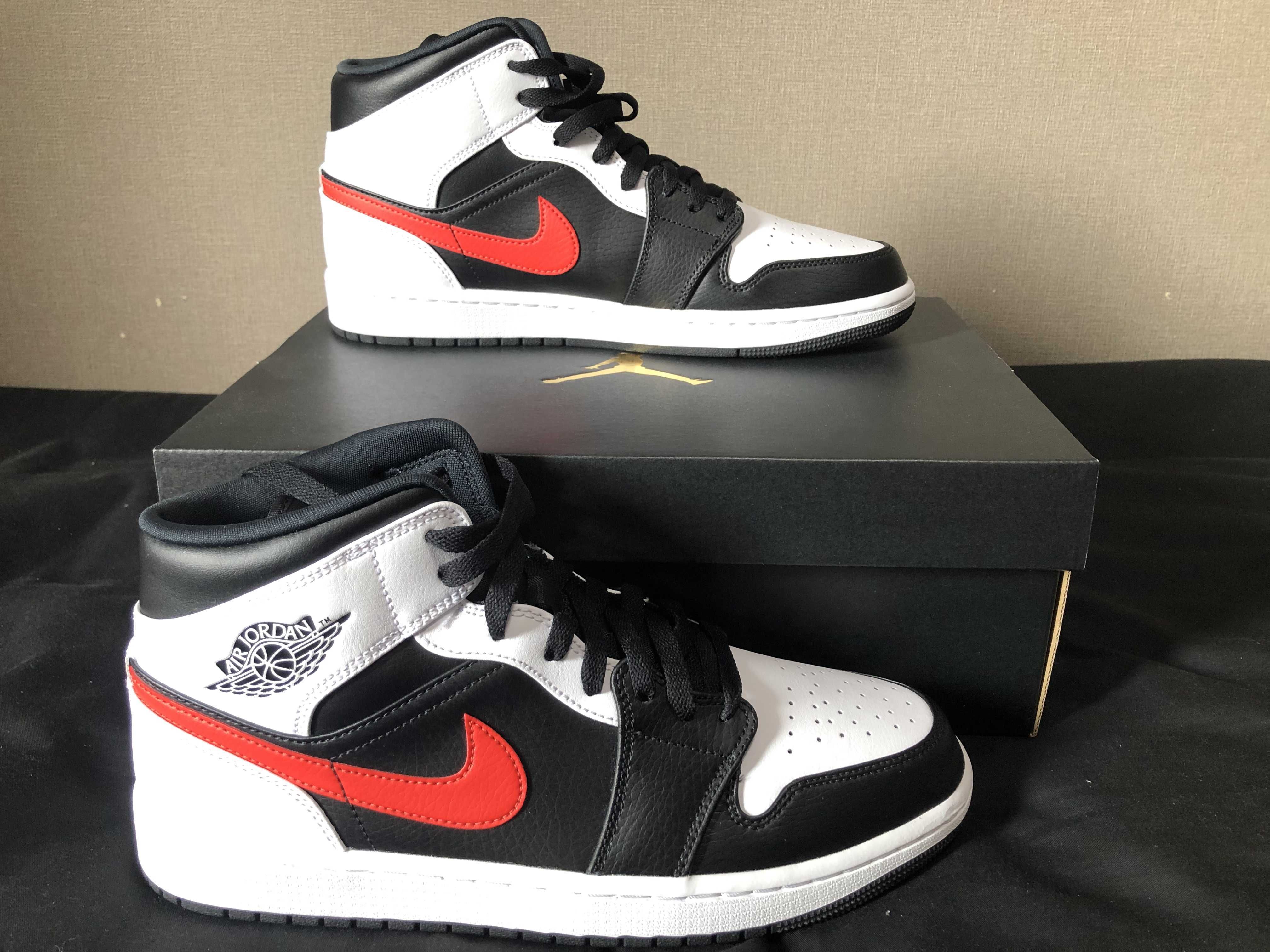 NIKE AIR JORDAN 1 MID "BLACK/CHILE RED/WHITE"