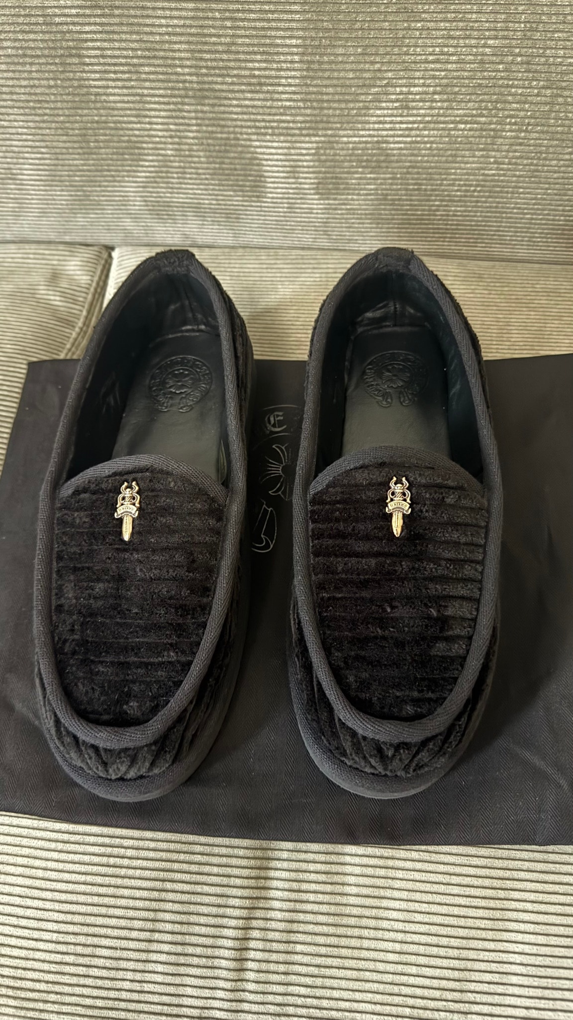 Chrome Hearts Slip-On CH Plus Haraco Sneakers with Leather Patch Dagger "Black"