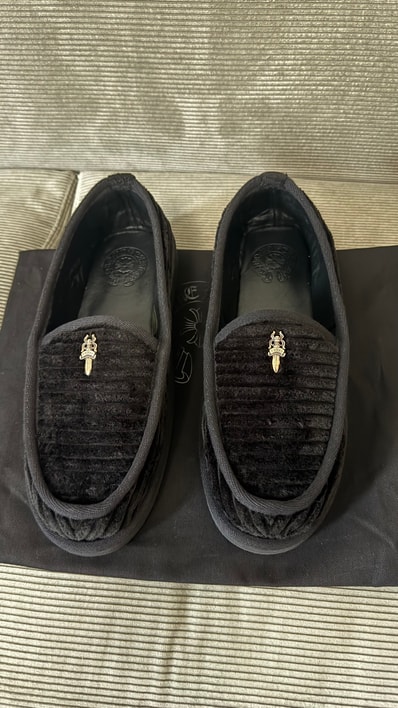 Chrome Hearts Slip-On CH Plus Haraco Sneakers with Leather Patch Dagger "Black"