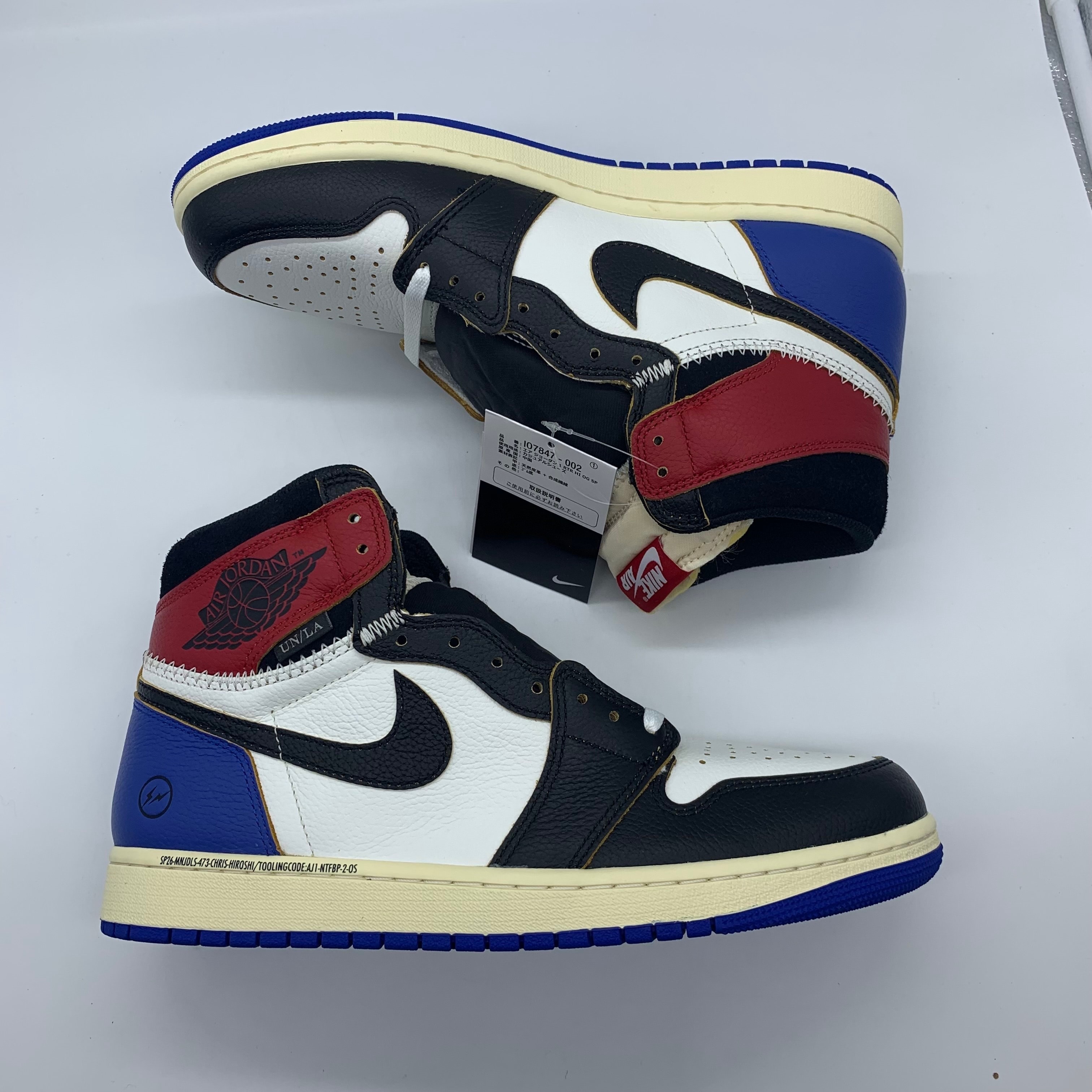 fragment design × UNION × Nike Air Jordan 1 High OG "Black/Varsity Red"